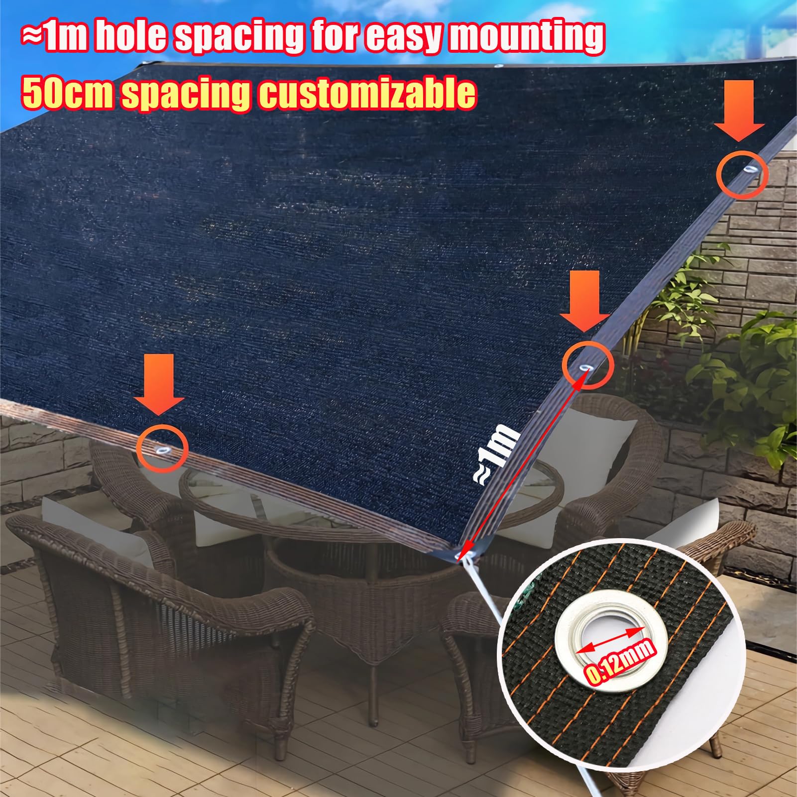Malla de Sombreado 90% UV 2mx3m - Toldo de Sombra Rectangular HDPE Transpirable con Ojales Red de Sombra para Jardín, Terraza, Invernadero, Piscina y Patio (Negro)