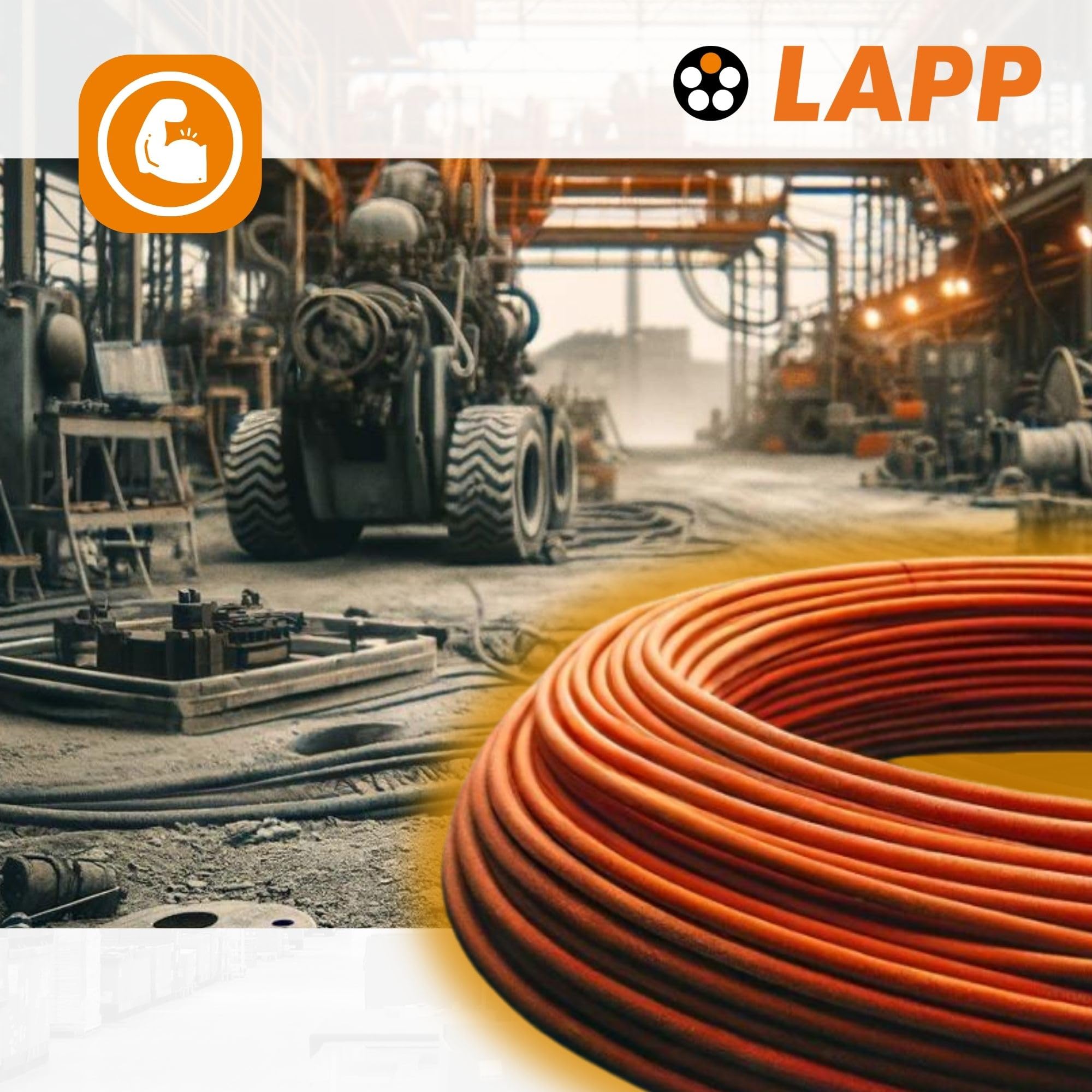 Lapp ÖLFLEX 550 P H07BQ-F 2x1,5 mm² Cavo Alimentazione Arancione | Cavo industriale PUR resistente all'abrasione e olio per cantieri, macchine edili e attrezzi da giardino, 10m