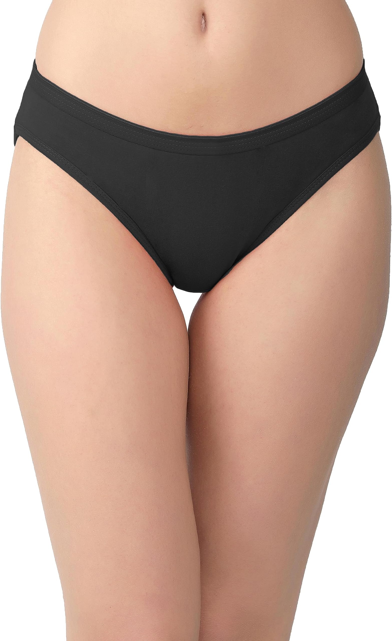 Women's Stretch Lycra Cotton Bikini Panties, High-Cut Full Coverage Stretch Cool Underwear for Women Pack-1