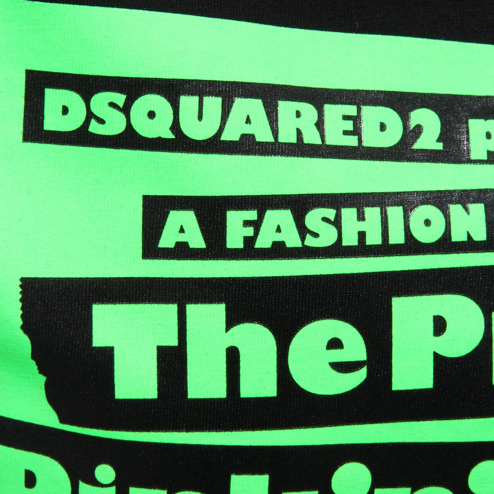 DSQUARED2 2338AB Maglia Bimbo Boy Cotton Black Green Fluo t-shirt