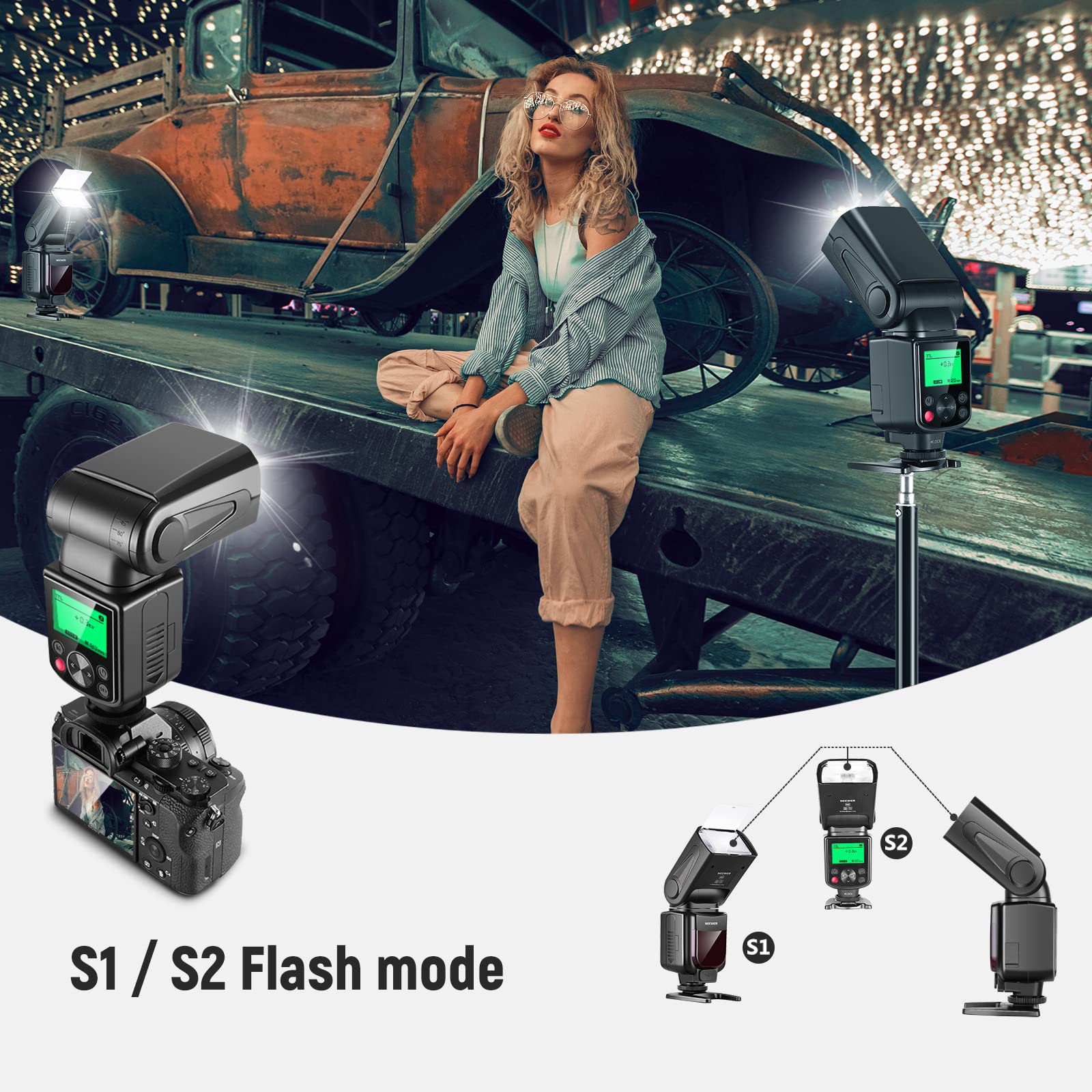 NEEWER NW635 TTL GN58 Camera Speedlite Flash Compatible avec Sony MI Hot Shoe Mirrorless Cameras A9 A7RIV/III/II A7III/II A7SII A6600 A6500 A6400 A6300 A6000 A99II A77II RX10II/III/IV