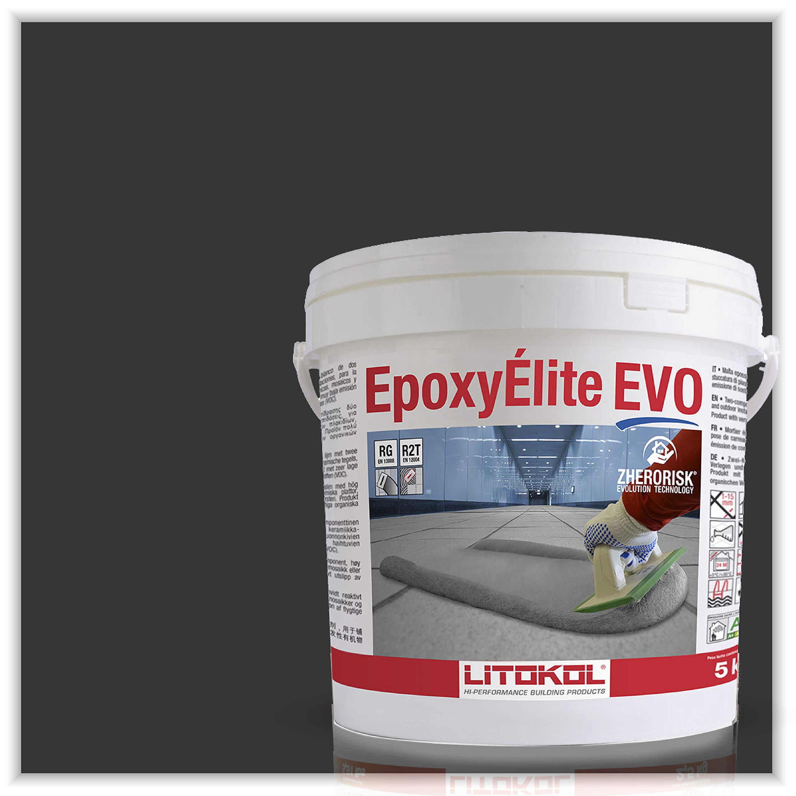The Tile Doctor EpoxyElite EVO - Litokol Epoxy Grout for Tile, Pools, Spas, Kitchens, Bathrooms, Floor or Wall Tile, Interior or Exterior Use - Black 1-5kg - 11 lb, EEE140