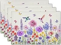 Vista 11 de Giwawa Juego de 4 manteles individuales decorativos de feliz cumpleaños, regalos de pastel de cumpleaños, banderas de colores, globos de confeti