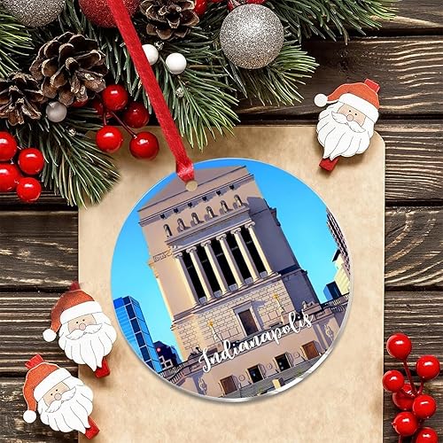 Miniatura 5 de Adornos de Navidad acrílicos 2023 Skyline Indianapolis City Landscape Elegante Bola de árbol de Navidad Vacaciones Decoración del hogar Paisaje