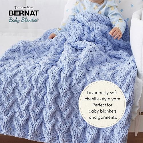 Miniatura 2 de Bernat Baby Blanket - Paquete de 1 hilo de 10.5 onzas (300 g), poliéster, N. 11 - supervoluminoso, tejido de puntoganchillo, color azulverdeblanco
