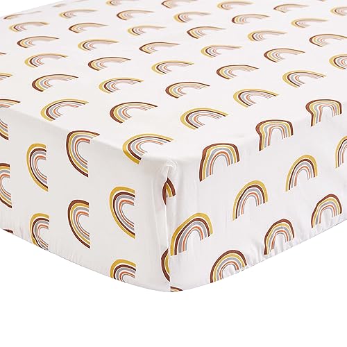 Levtex Baby - Sábana bajera ajustable para cuna Zuma - Se adapta a colchones estándar para cuna y niños pequeños - Arcoiris - Marrón, ocre, gris y