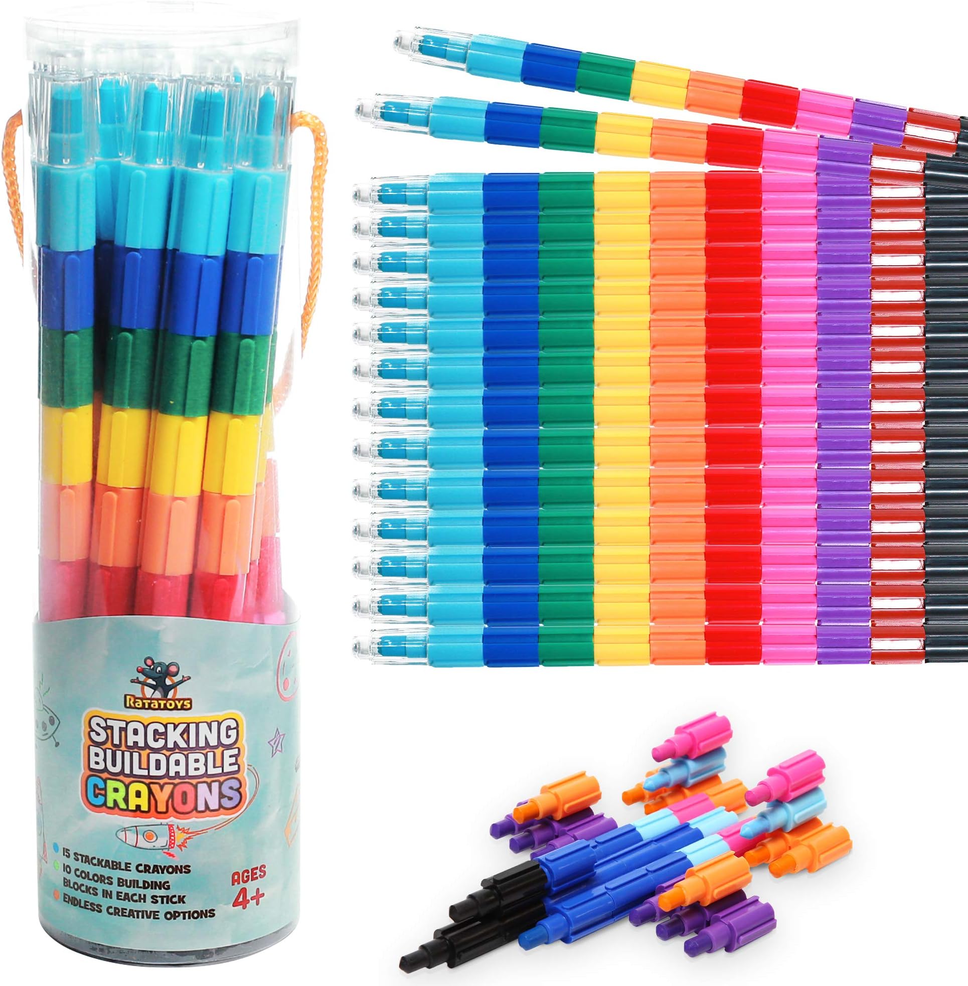 Ratatoys Stacking Crayons, 15 pc Set, Buildable and