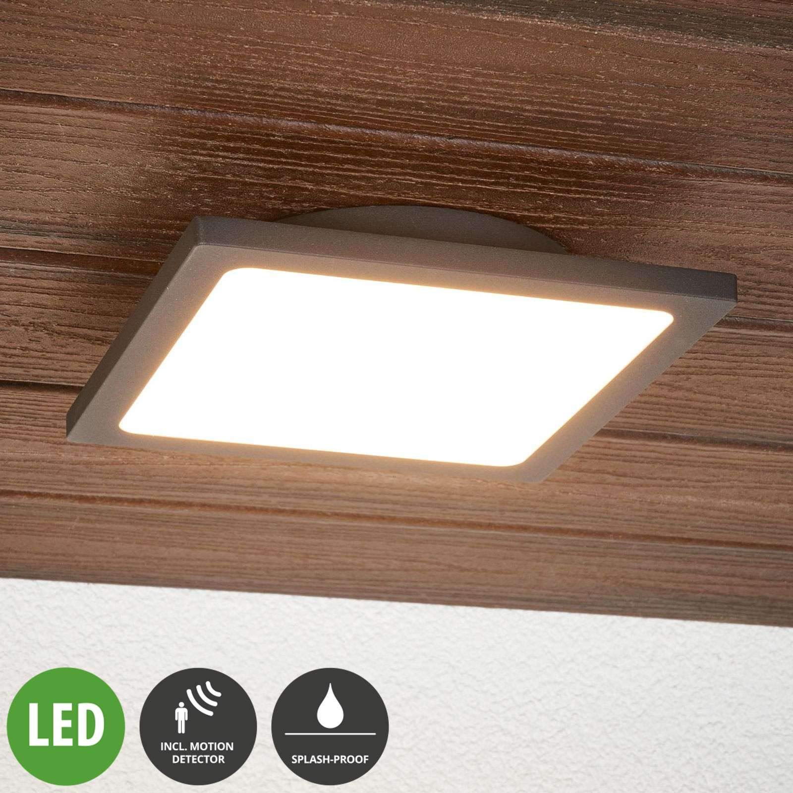 LED Ceiling Light Outdoor 'Mabella' with Motion Detector (Modern) in Black Made of Aluminium (1 Light Source,) from Lucande | Outdoor Light