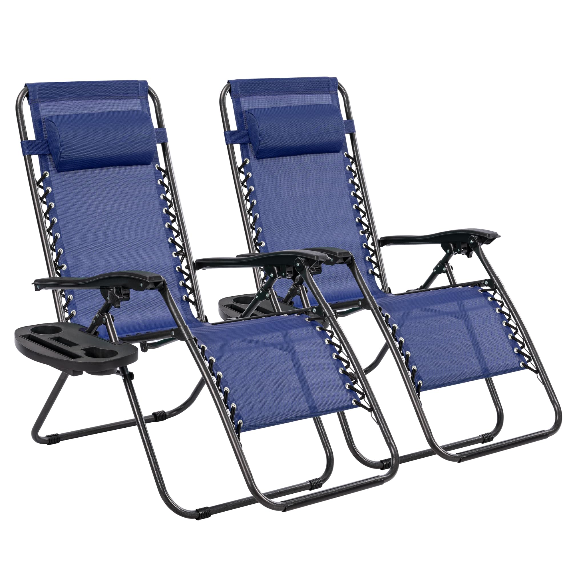 T-LoVendo Pack 2 Tumbonas o Sillas de Exterior Plegables para jardín, Playa, Piscina, terraza. Gravedad Zero 2 Unidades, Acero Ligero, Portavasos y Reposacabezas.