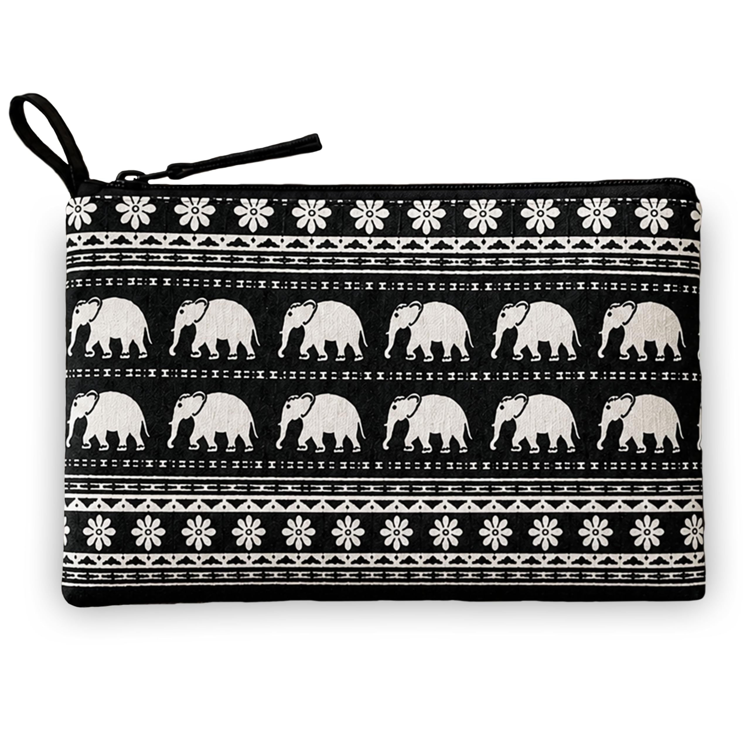 Geometric Printed Multipurpose Unisex Zipper Portable Pouch Bag for Toiletry, Cosmetics, Travel, Car Manuals, Stationery Kitts for Women_Men_Children (Black & White_10x6 Inches, Pack of 2 Pcs)-image-21