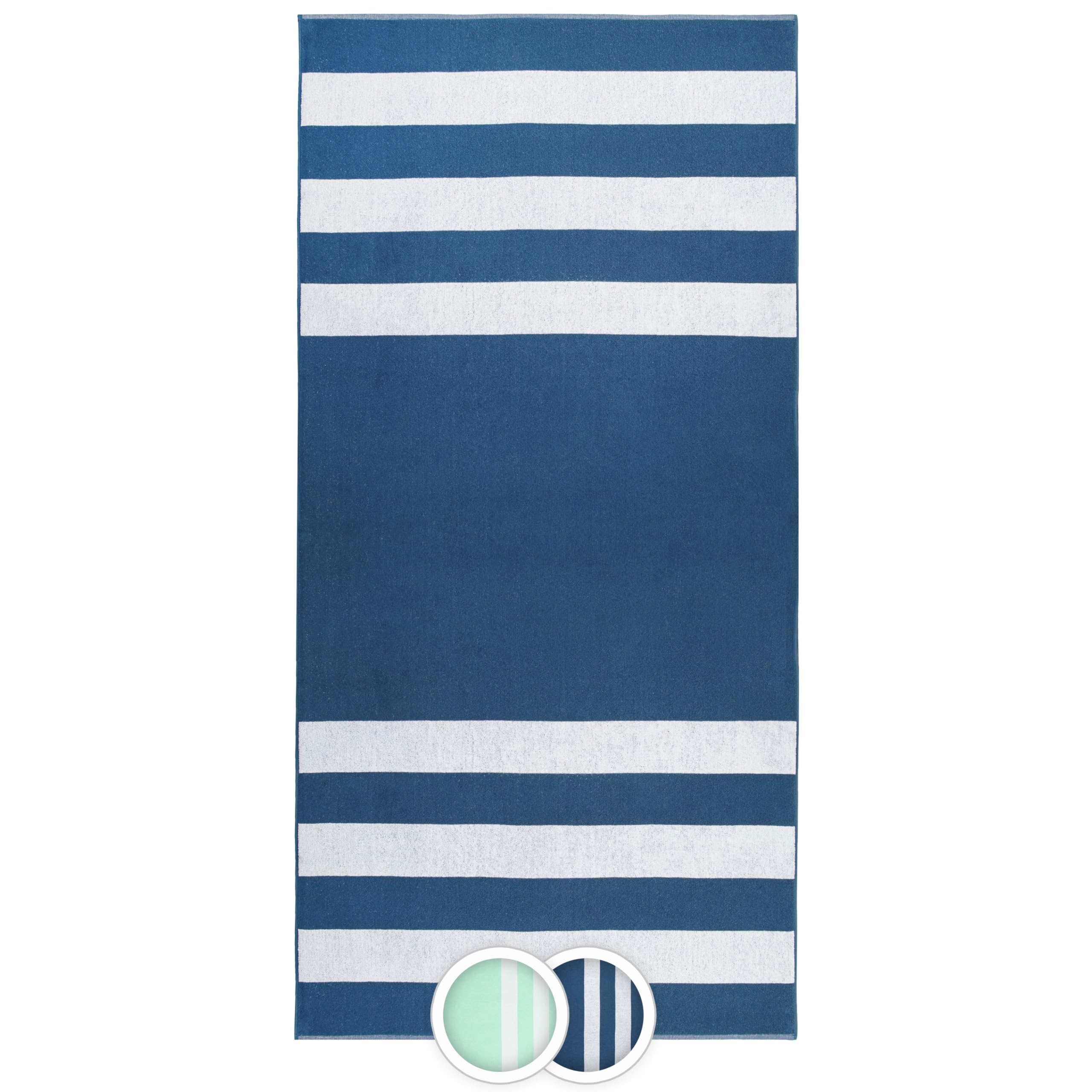 ZOLLNER Toalla de Playa - Toalla de baño Resistente y Muy Absorbente en 100x200 cm - Lavable hasta 60°C - algodón - con Estampado de Rayas Deportivas en Azul - Certificado Oeko Tex®