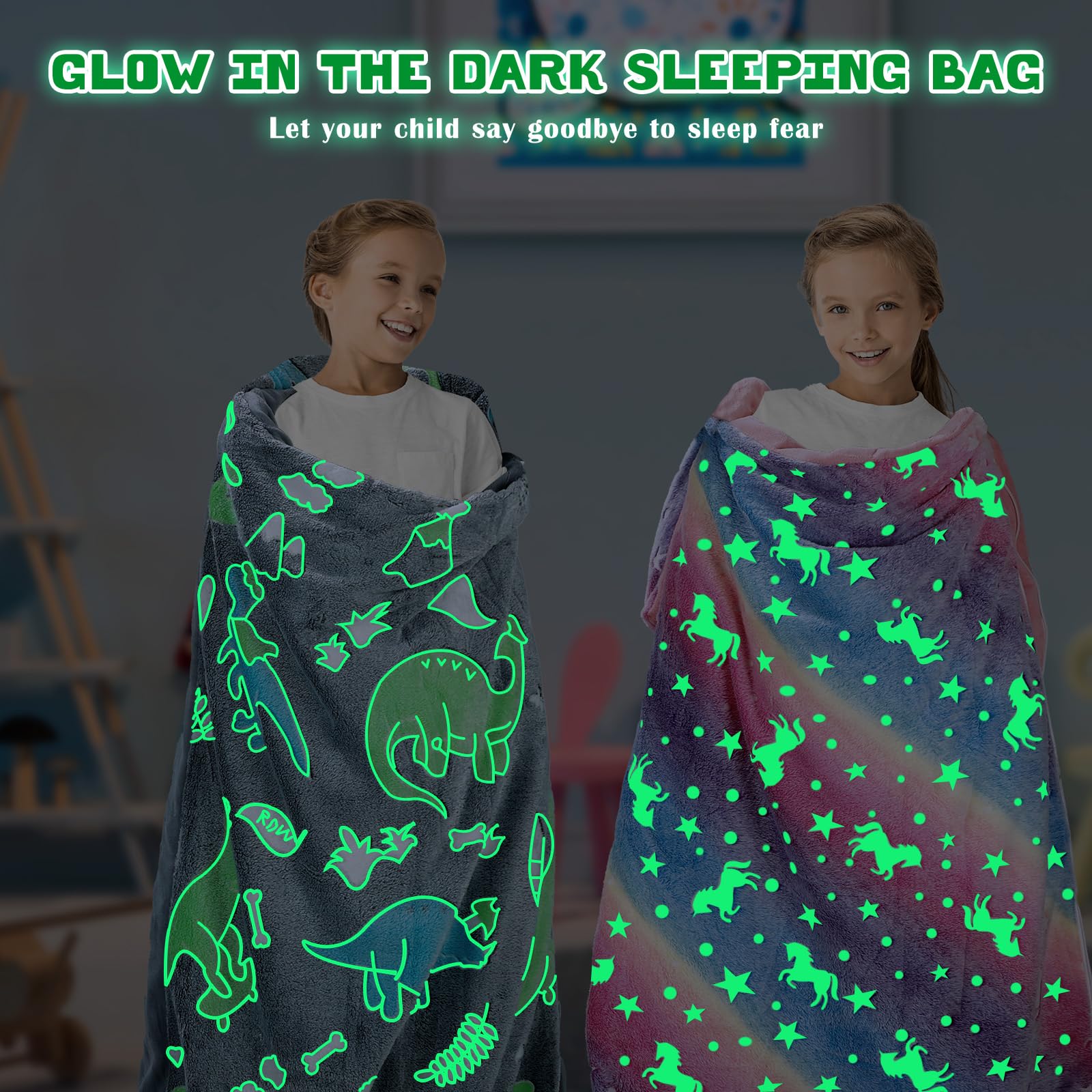 Decalsweet Nap Mat per Bambini Luminoso con Rimovibile Cuscino, Grande Sacco a Pelo Pieghevole per Ragazze Ragazzi, Nap Mats con Doppia Cerniera per Campeggio, Scuola Materna e Asilo, 170×75cm