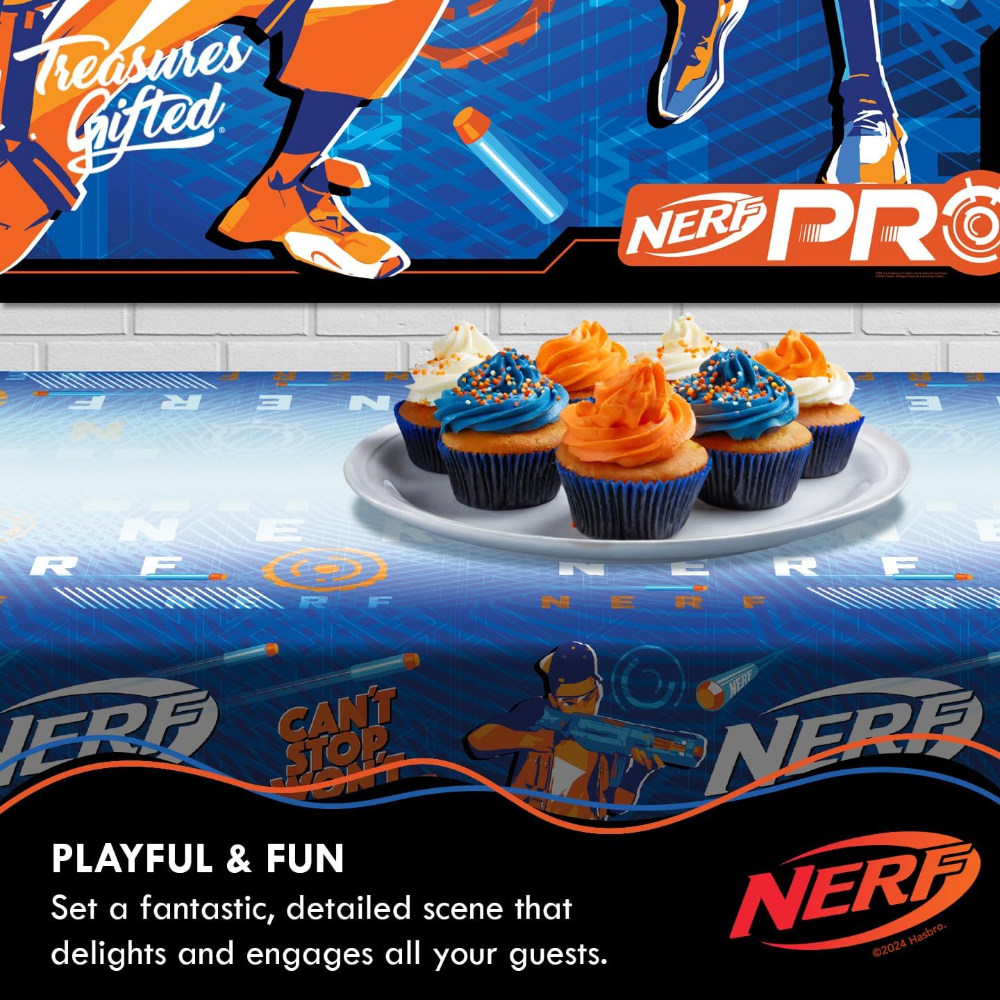 Treasures Gifted Officially Licensed Nerf Backdrop: 4.3ft x 6ft Fabric Party Backdrop - Perfect for Nerf Birthday Parties and Suppplies