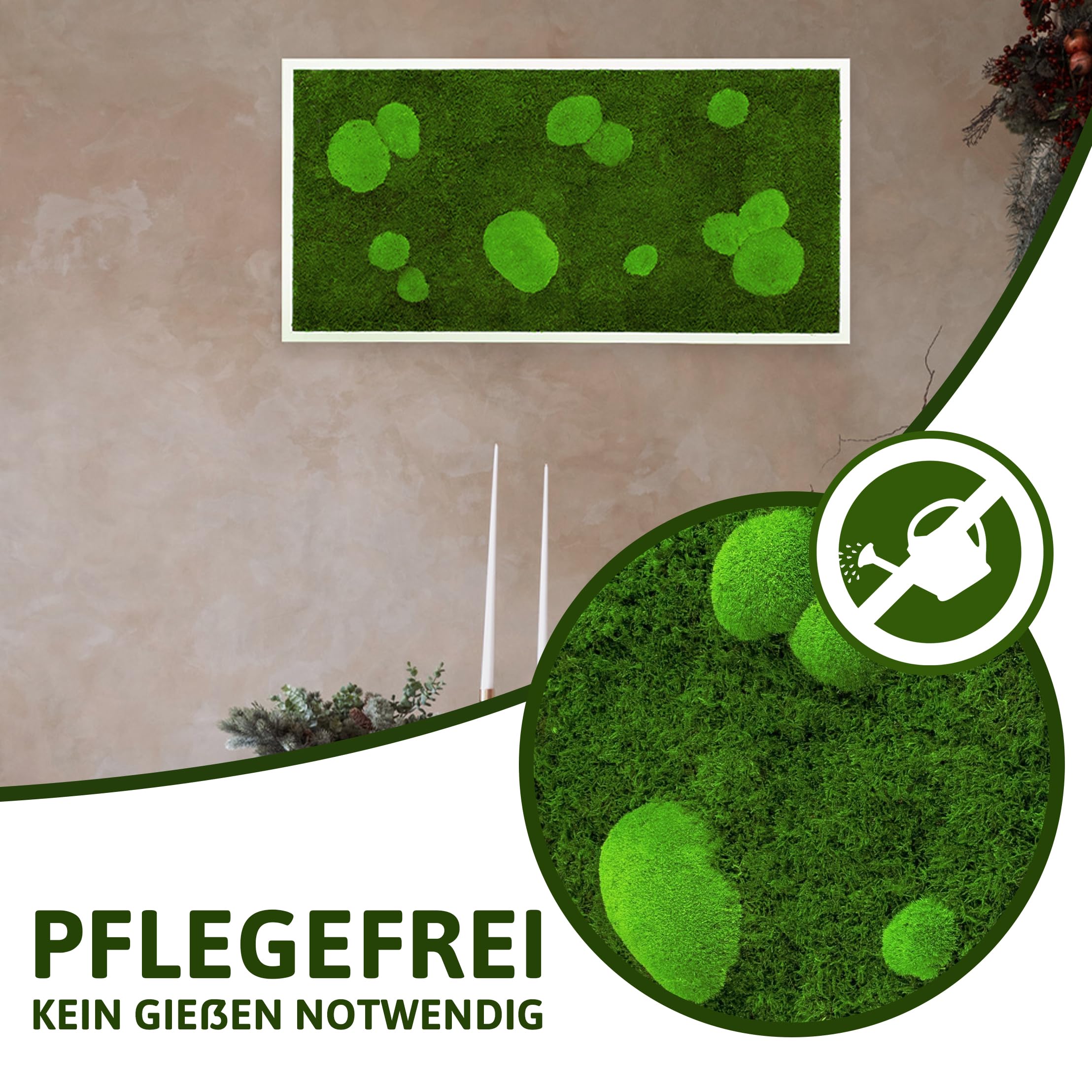 Moos Design | Moosbild in versch. Größen (Forest Design, Holzrahmen: schwarz, 110 x 55 cm)