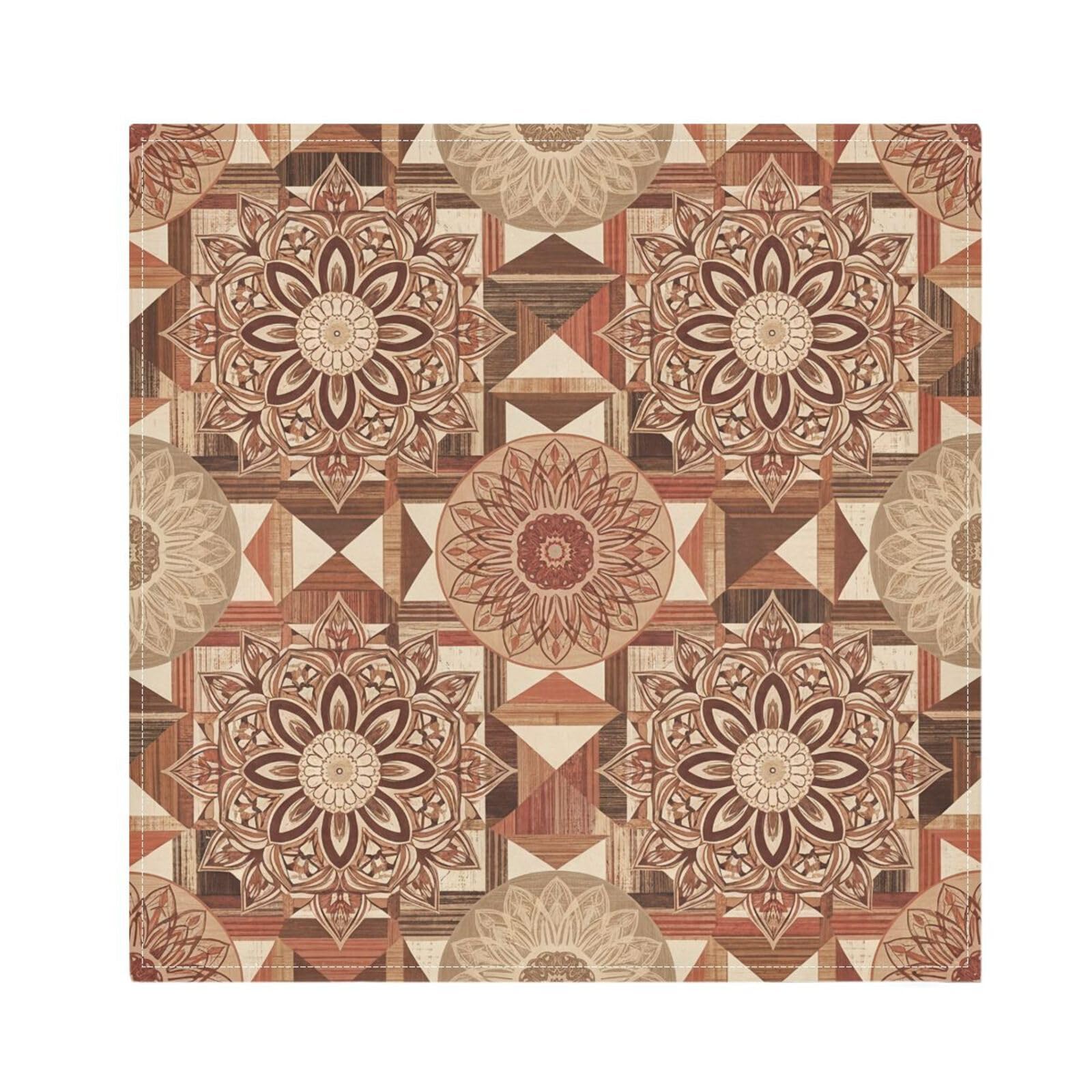 Ttgoth Mandala Wood Cloth Napkin Set of 6 Washable & Reusable Dinner Napkins for Dining Table, Banquets, Wedding, Party, 50x50 cm