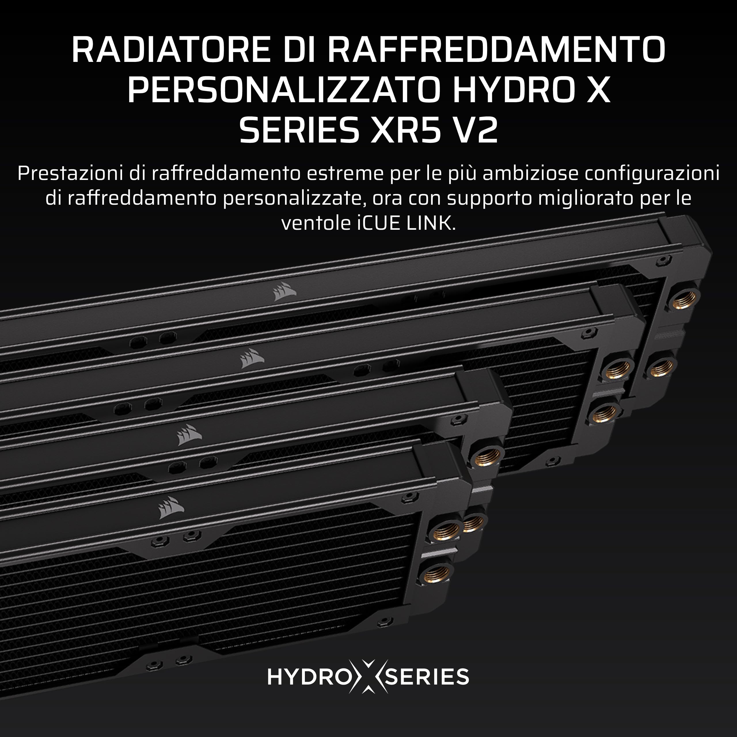 CORSAIR Hydro X Series XR5 da 420 mm V2 Radiatore per Raffreddamento ad Acqua Personalizzato – Compatibile con iCUE LINK – 3 Supporti per Ventole da 140 mm – Filettatura G1/4 di pollice – Nero
