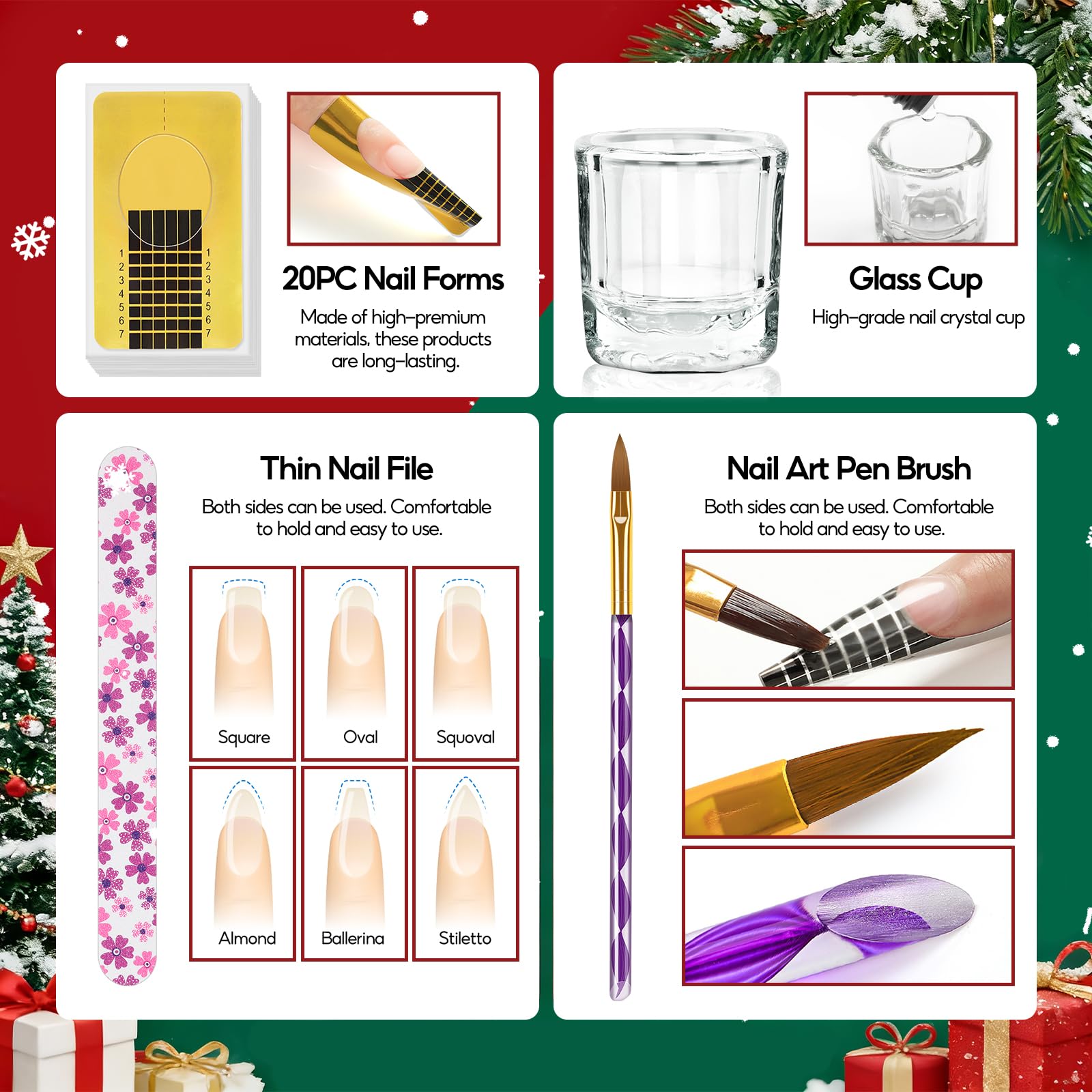 PEACECOLOR Kit Ongle Acrylique Complet Pour Ongles Faux, 3pcs Acrylique Poudre Blanc Rose Transparent avec Liquide kit pour Ongle Construction