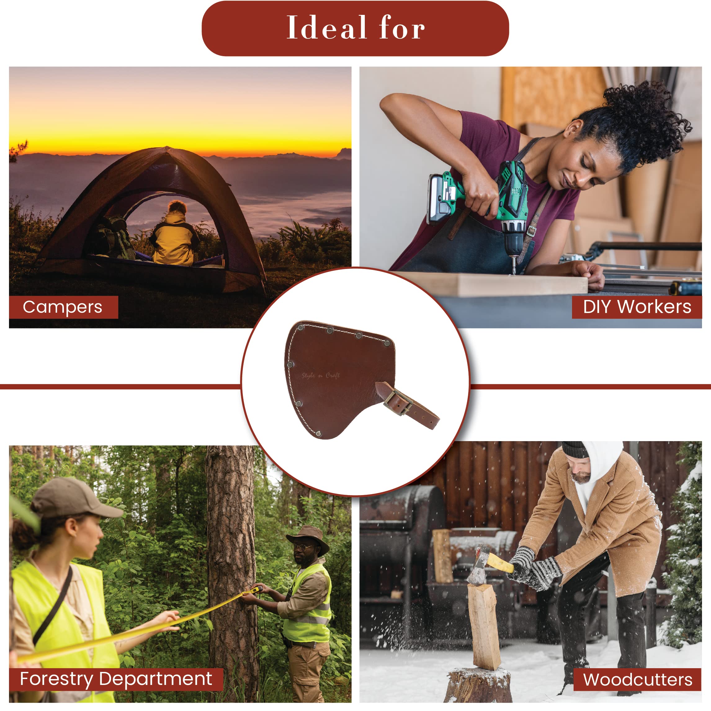 Gaine de hache en cuir avec suspension à la taille, housse de hache durable, accessoires pour randonnée, camping, bûcheron Shrigm