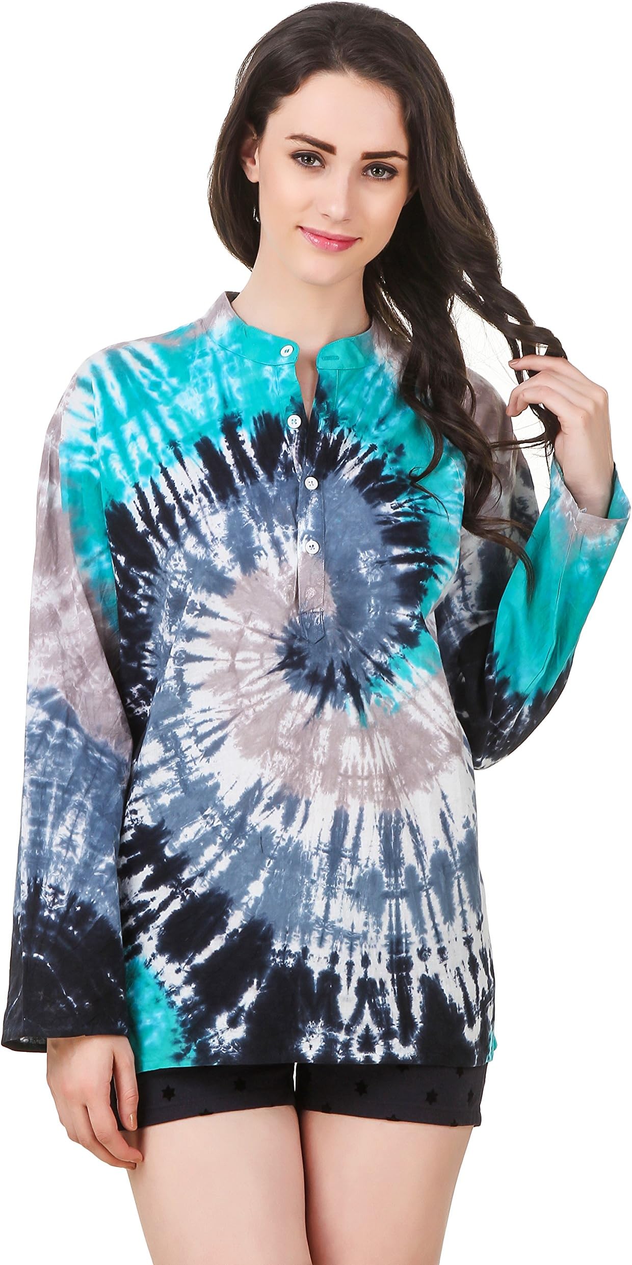 Mandala Decor Womens Blouse, Shirts, Yoga wear Light for Meditation Evening Night Dress