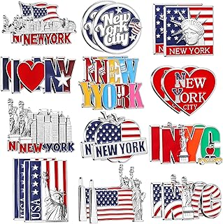Konohan 24 Pcs New York Magnets for Refrigerator Metal NYC Fridge Magnet Magnetic New York Souvenirs USA Souvenirs Gifts Magnetic NYC Refrigerator Stickers, USA Flag, Statue of Liberty