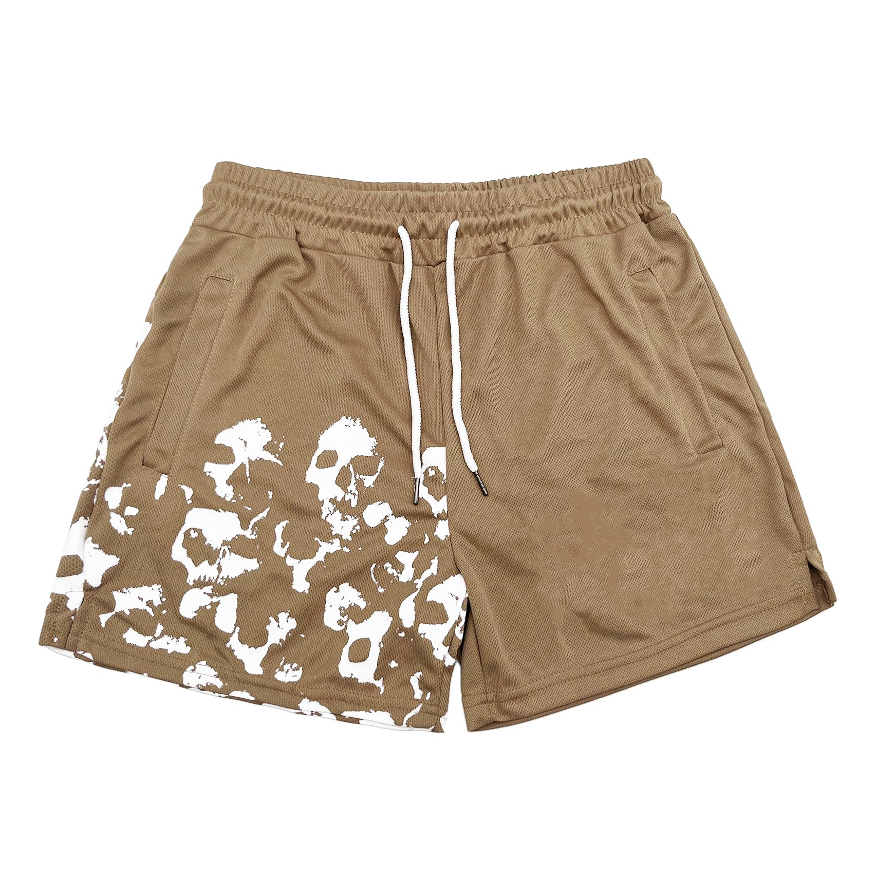 DIOTSR Mens Graphic Print Shorts Cool Mesh Basketball Shorts Casual Flat Front Shorts Summer Drawstring