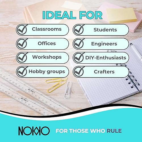 Miniatura 6 de NOKKO Reglas a granel para el aula, paquete de 50 unidades, regla de plástico transparente de 12 pulgadas / 11.8 in, regla escolar transparente con