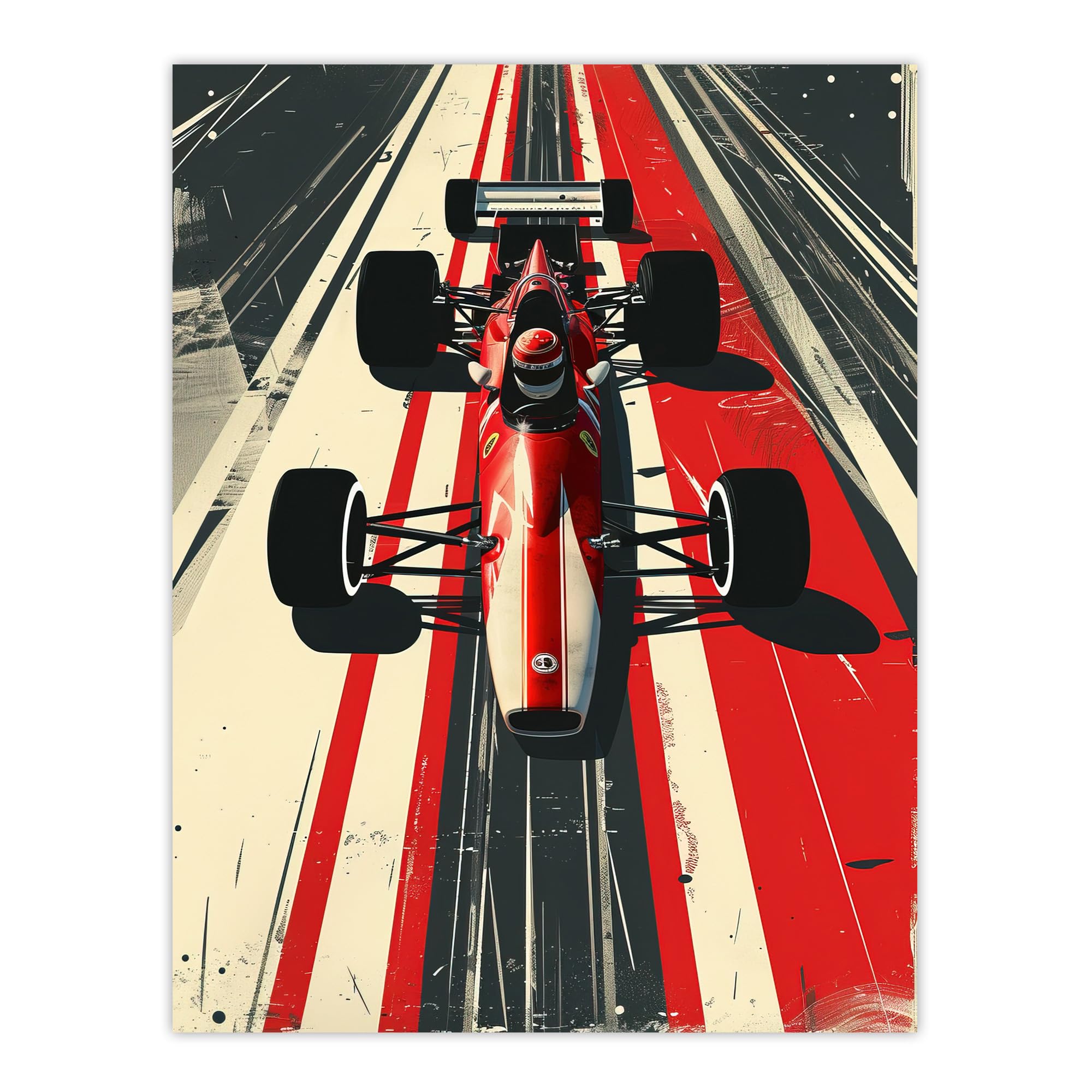 Artery8 Vintage Red Race Car Sport Speed Racing Track Man Cave Extra Large XL Wall Art Poster Print