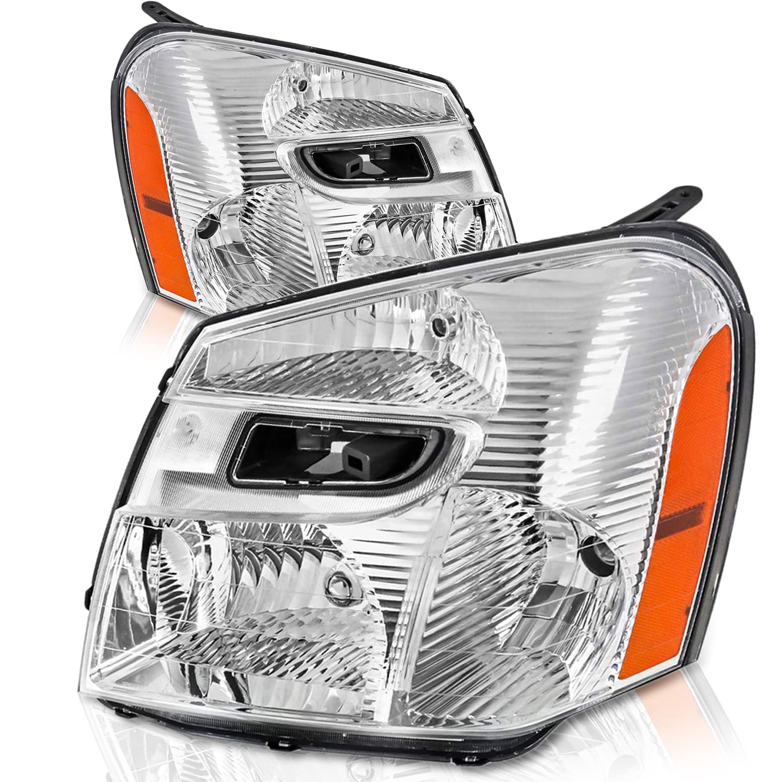 A and P 2005-2009 Chevy Equinox Headlights Headlamps Light Replacement Chrome Housing Amber Corner Left +Right 05-09