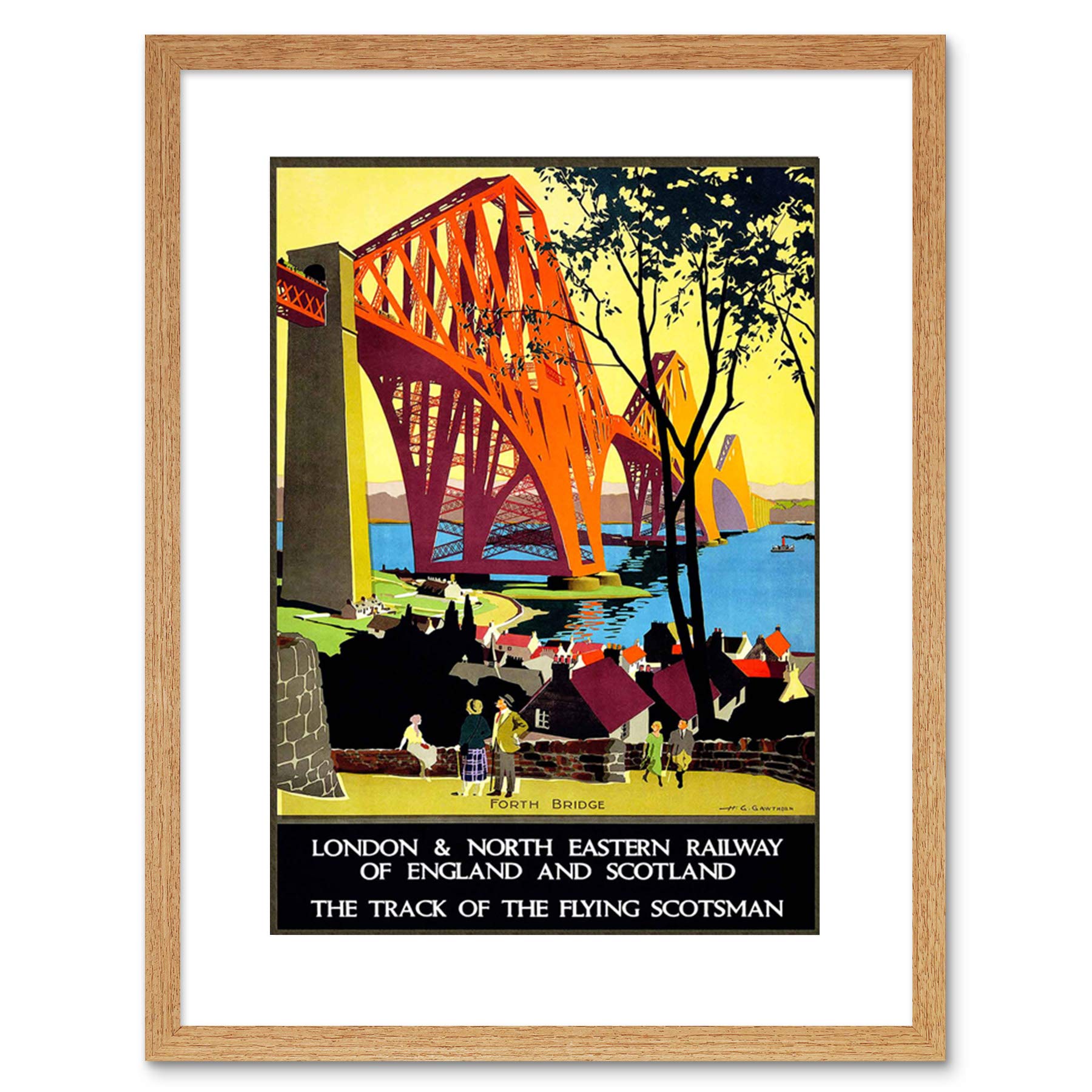 Wee Blue Coo VINTAGE AD RAILWAY FLYING SCOTSMAN FORTH BRIDGE FRAMED PRINT F97X7675