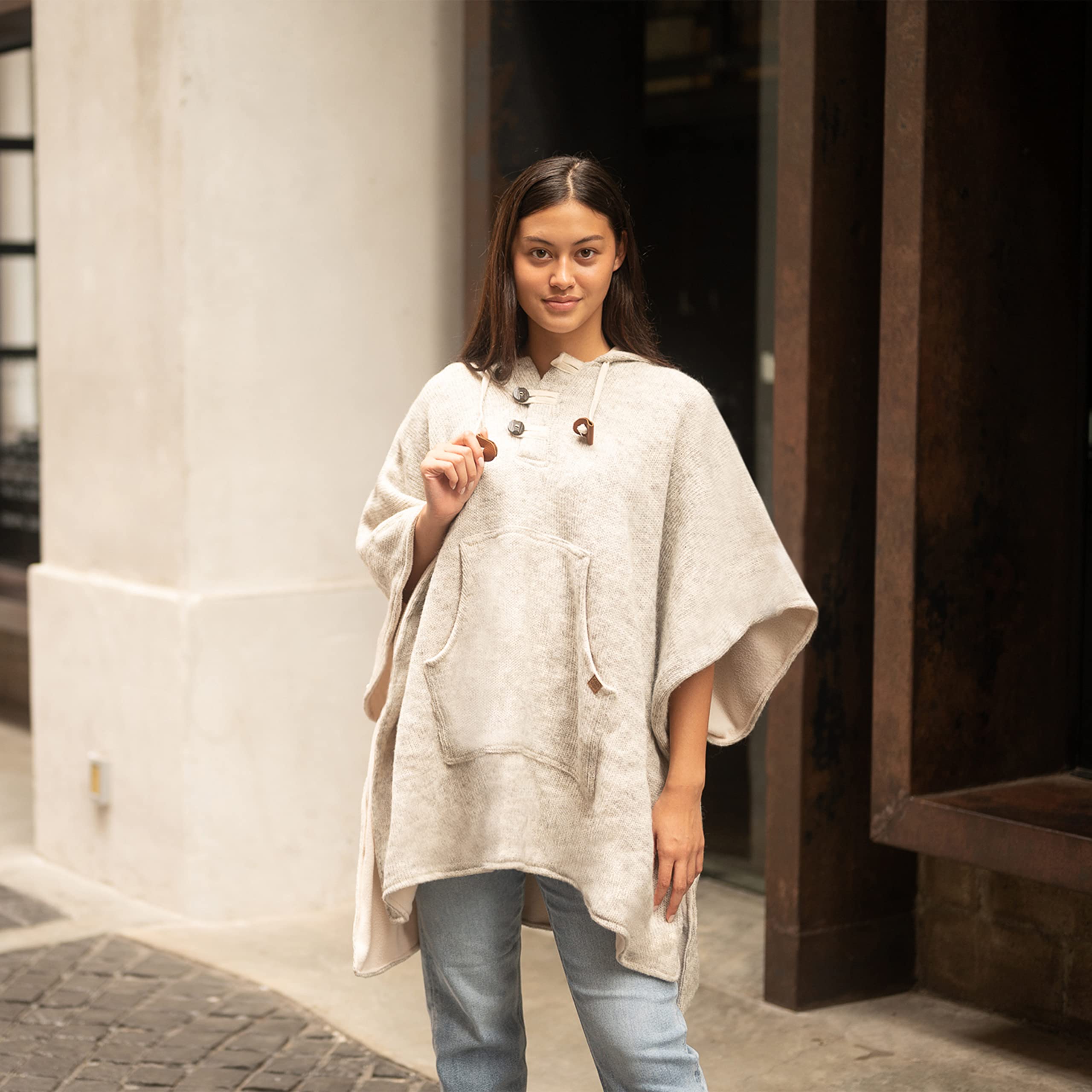 virblatt - Poncho Herren Wolle & Poncho Damen | Wolle &Polarfleece| Herren Poncho Winter Decken Poncho warm Fleece Kapuze