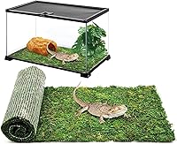 kathson Natural Moss Reptile Carpet Mat for Bearded Dragon Terrarium - Green Substrate Liner, Easy Cut 70.86" x 11.81" for Gecko Lizard Tortoise