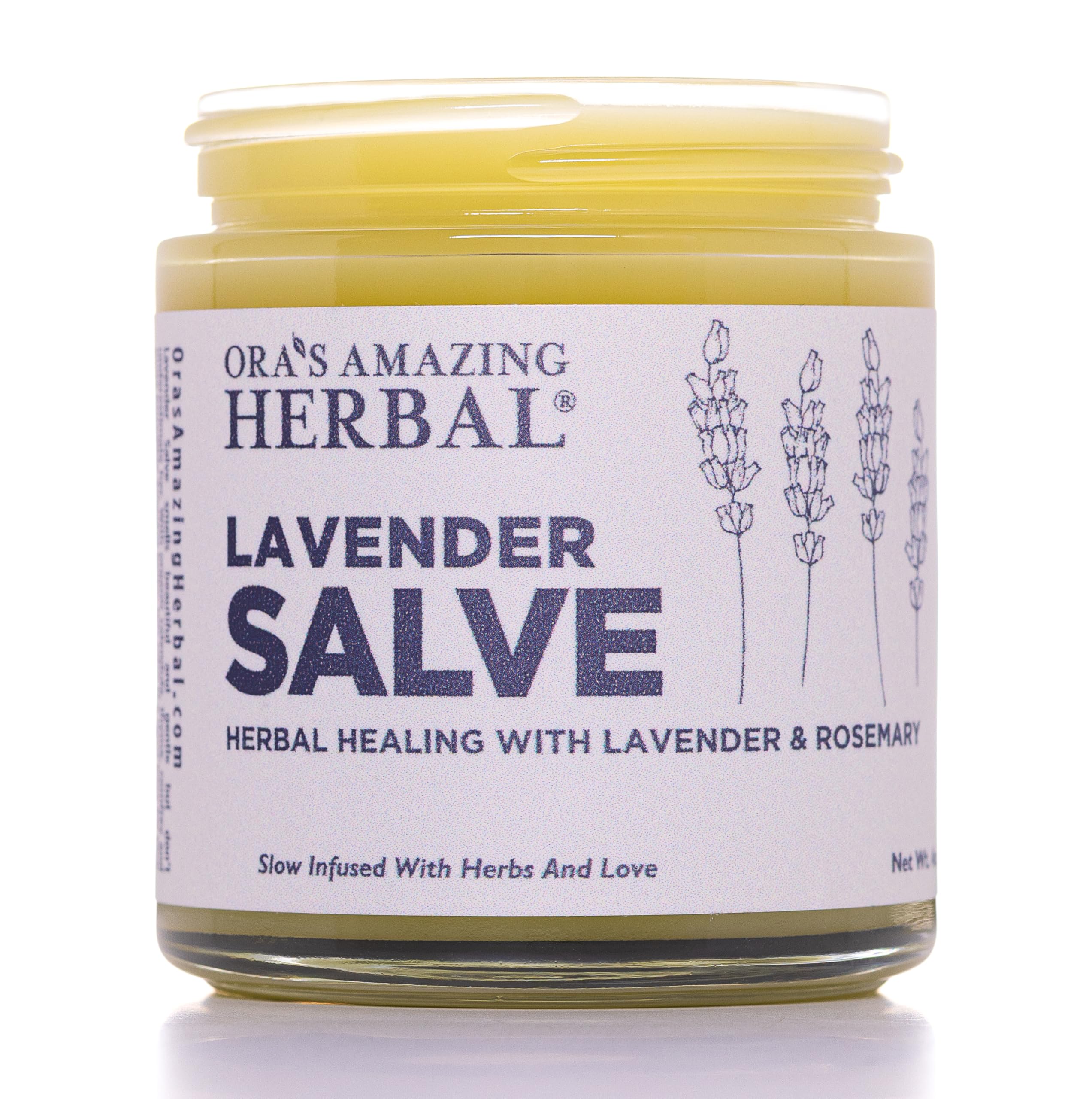 Lavender Salve Ointment, Sleep Balm, Lavender Essential Oil, Aromatherapy for Relaxation Anxiety Relief & Massage, Dry Skin Hand Repair Cream Calendula Coconut Oil, Ora's Amazing Herbal, 4 oz