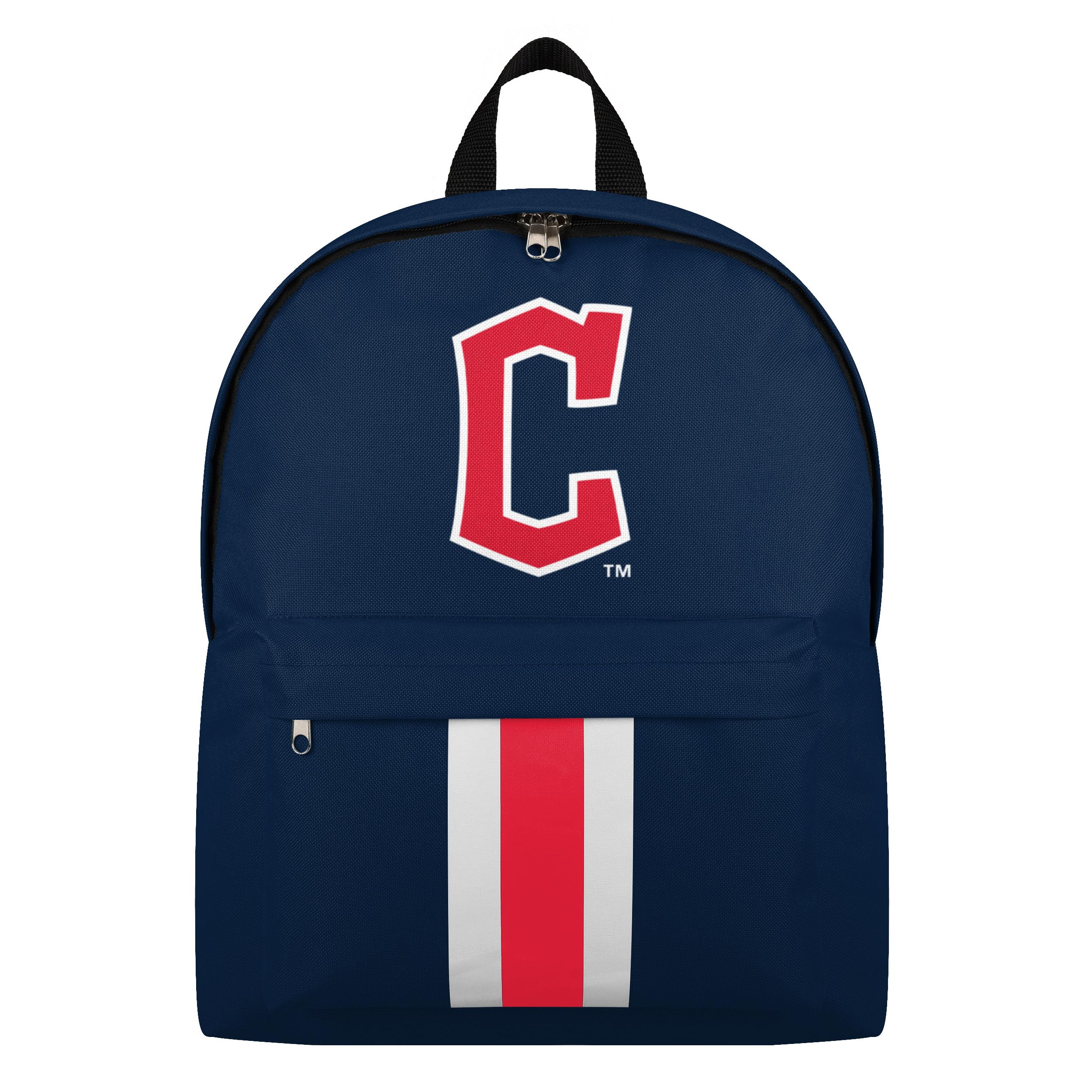 FOCO MLB Officially Licensed Team Color Primary Logo Solid Stripe Baseball School Bag Travel Backpack, Cleveland Guardians, One Size, Daypack Backpacks