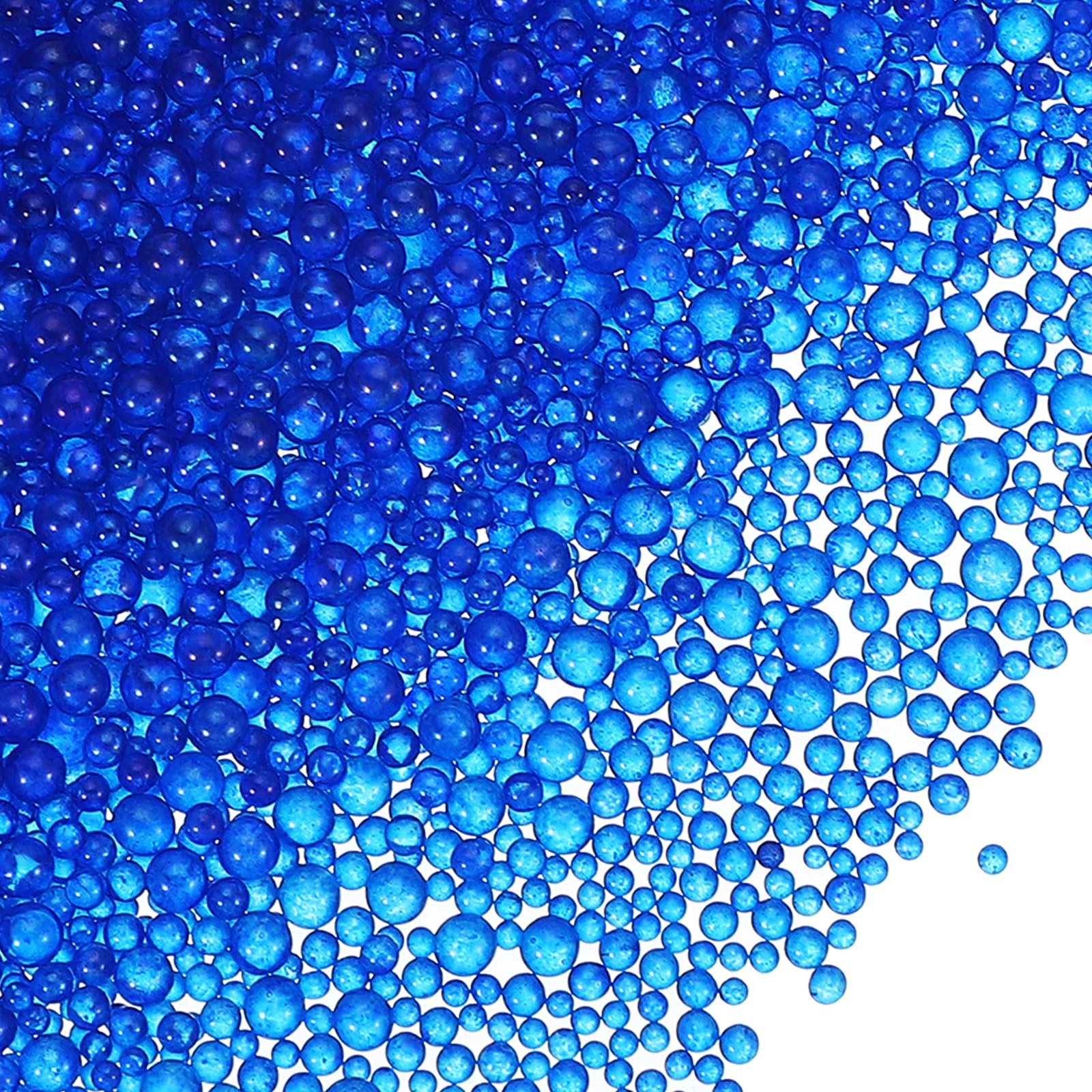 YELARXI Glass Bubble Beads, Tiny Iridescent Beads No Hole Mini Glass Bubble - Fitting for (DIY Crafting - Nail Art - Jewelry Making) 1-3mm &100g & Dark Blue