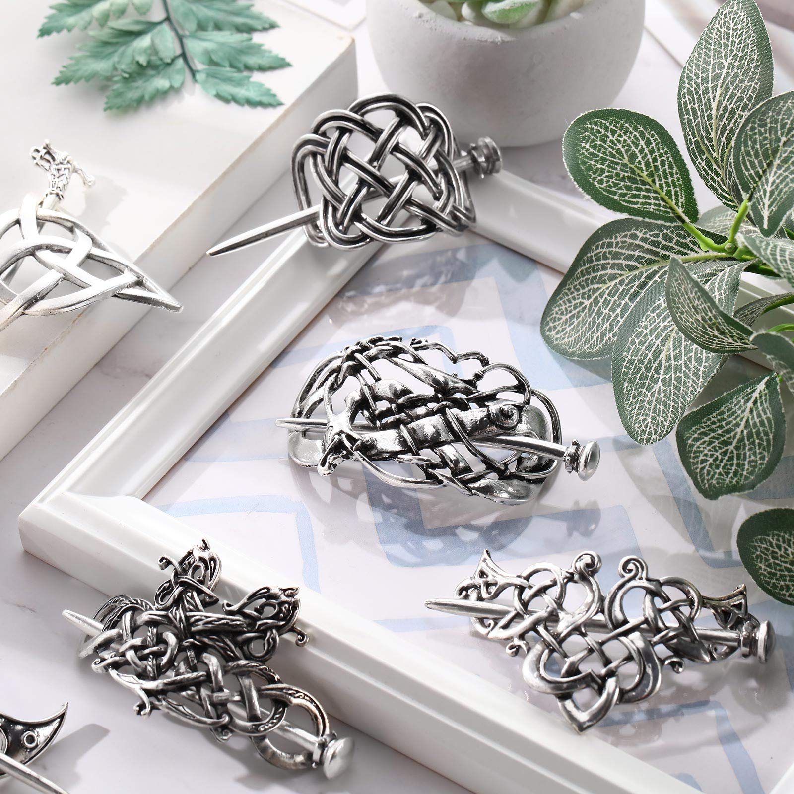 Amazon.com : Syhood 6 Pieces Retro Silver Viking Celtic  display picture 1