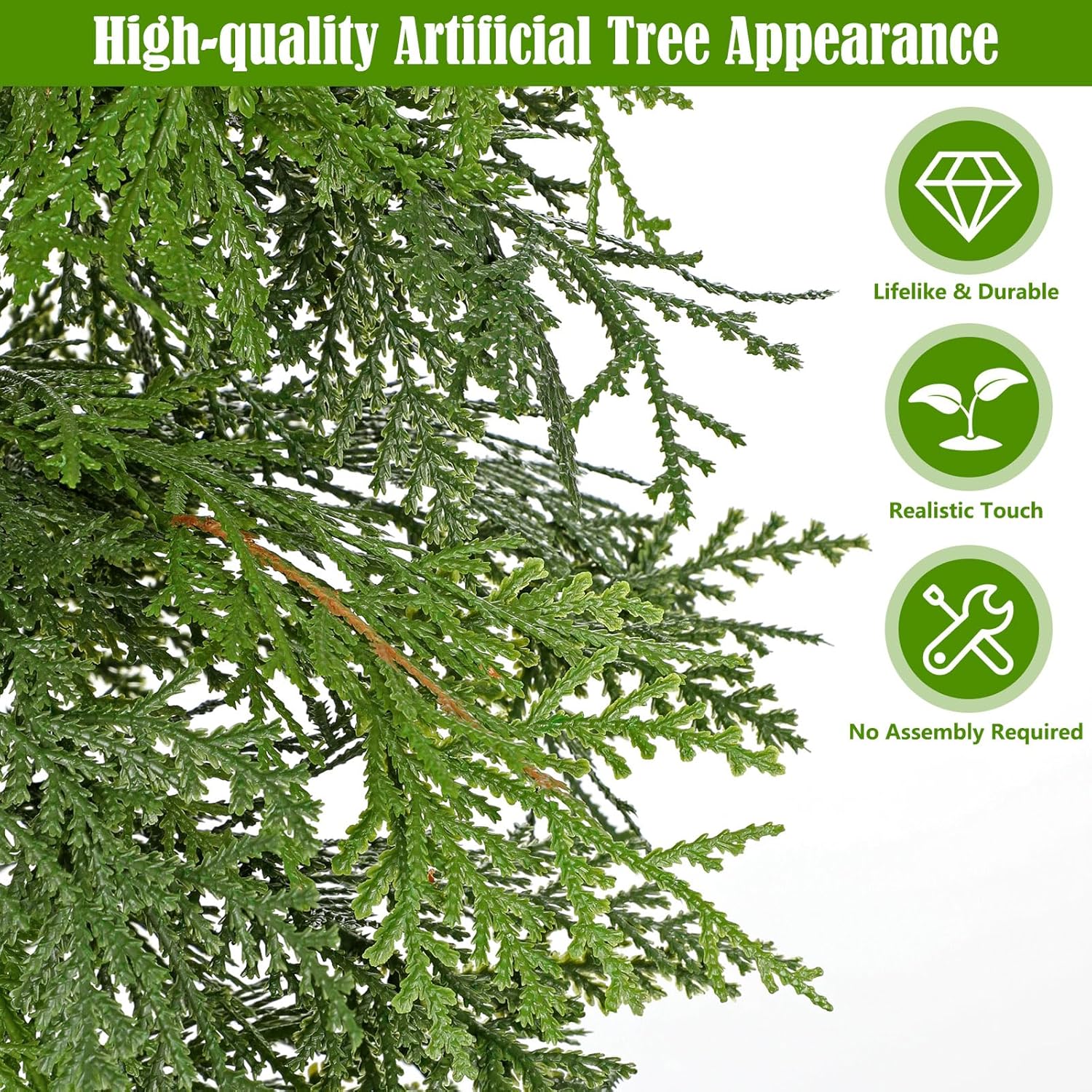 3FT Artificial Cedar Topiary Tree, Real Touch Fake Cedar Topiary Tree Potted Plants for Home Office Front Porch Garden Entryway Indoor Outdoor Evergreen Decor - Image 5