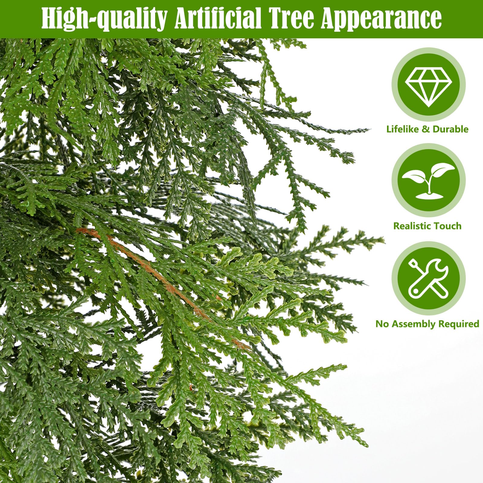 90 CM Weihnachtsbaum Künstlich im Schwarz Topf Künstliche Zypresse Kuntbaum Weihnachtsdeko Grün Dekobaum Tisch Balkon Flur Winter Deko Adventsdeko Wohnzimmer Schlafzimmer Badezimmer Küche Deko