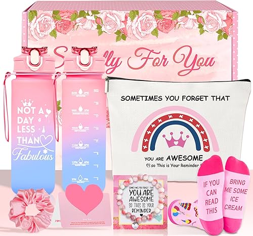 Fabulous - Juego de botellas de agua de 25 onzas color rosa, regalos de cumpleaños para mujeres, divertidas ideas de regalo de cumpleaños para ella,