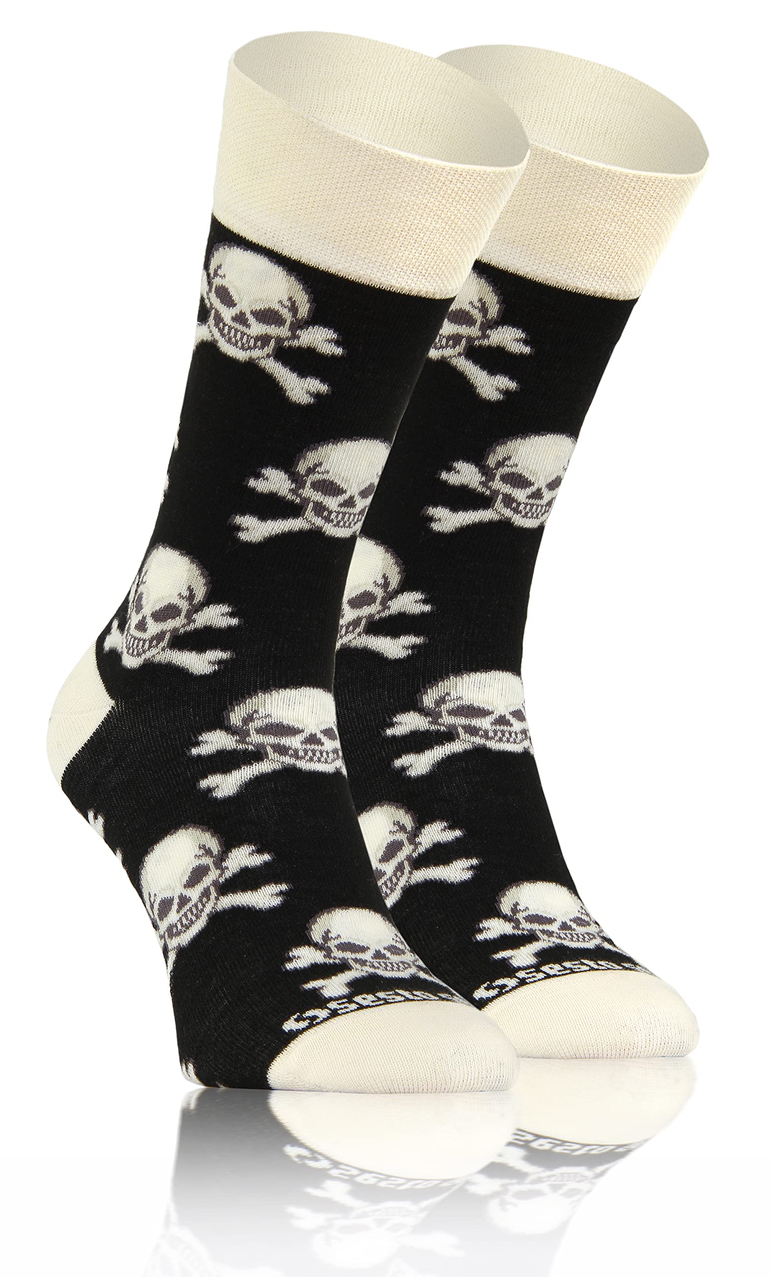 Sesto Senso Unisex Halloween - Skulls Funny Socks Women Men Cotton Fancy Patterned Colourful Crazy Oddsocks Mid Calf Socks Halloween Skeleton 43-46 11-14 Skulls