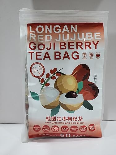 Miniatura 6 de Plant Gift Longan Goji Berry - Bolsas de té de 10.58 onzas (0.21 oz* 50 bolsas), Longan, Wolfberry, rosa, Hongzao Chinese Pure Nature, té mixto para