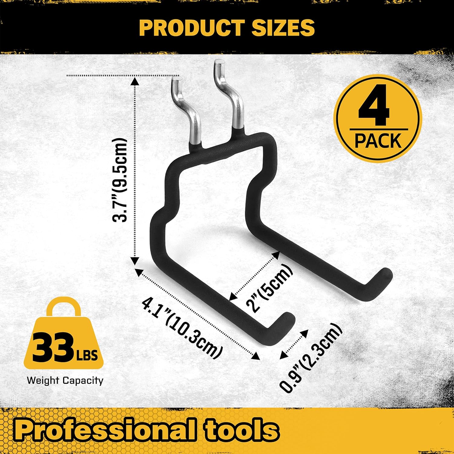 ELEAD 4-Piece Flat Pegboard Hooks, Peg Board Organizer Accessories for Hanging, Fit 1/4" Pegboard, Peg Board Tool Hangers for Garage Kitchen Workbench - Image 2