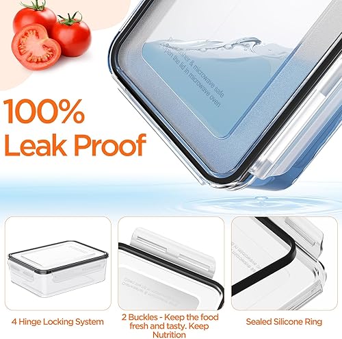 Miniatura 7 de JSCARES 28 recipientes de almacenamiento de alimentos con tapas herméticas + 6 tazones de metal de acero inoxidable con 3 accesorios para