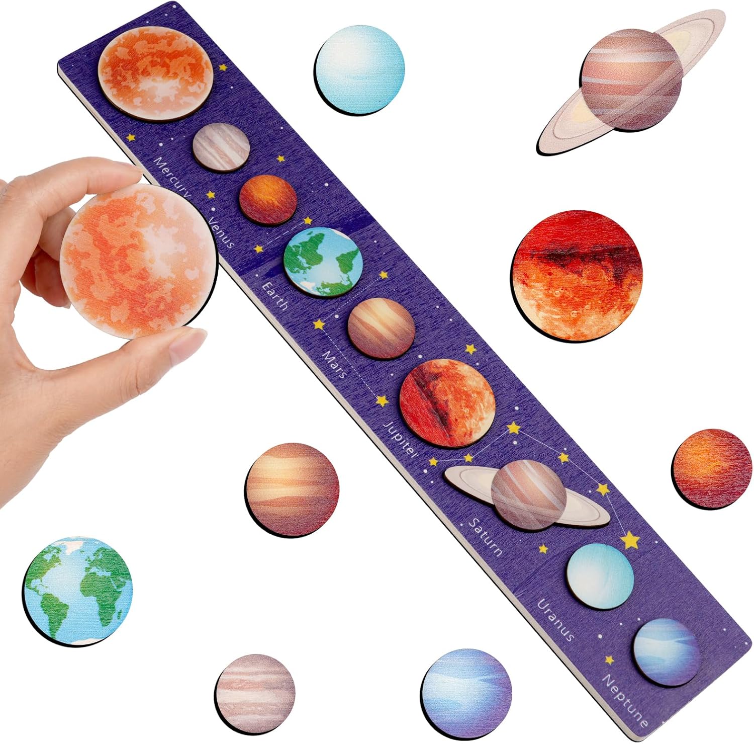 Solar System Puzzle Toys, Wooden Toys for Toddlers, for