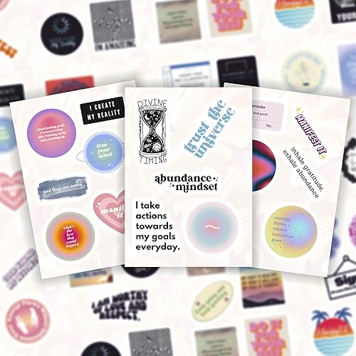 Miniatura 7 de BulbaCraft 100 calcomanías de manifestación para botella de agua y laptop, recuerdos y decoraciones de fiesta de manifestación, calcomanías de