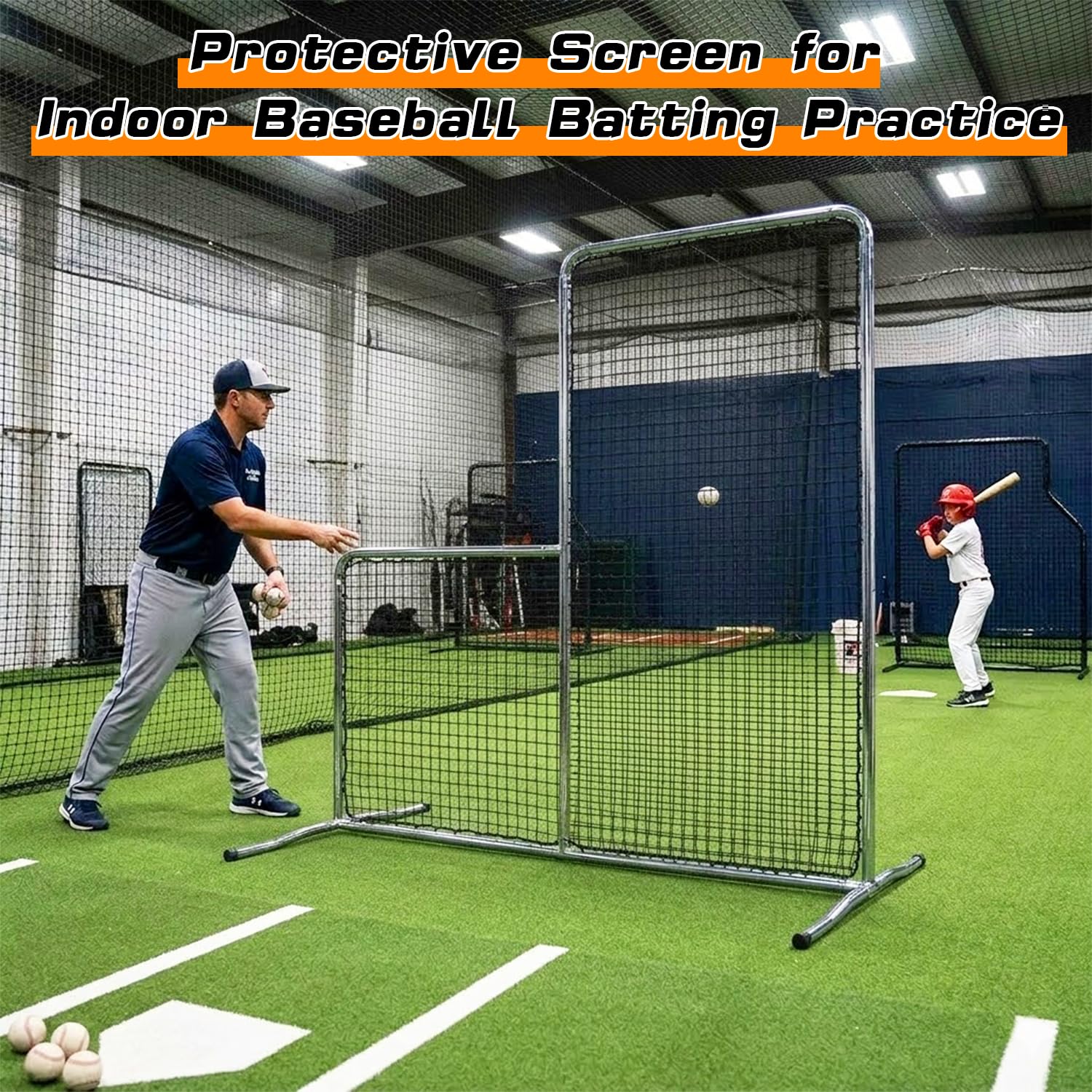 Softball Baseball Pitching L Screen Protector Net 7X7 FT Mini L