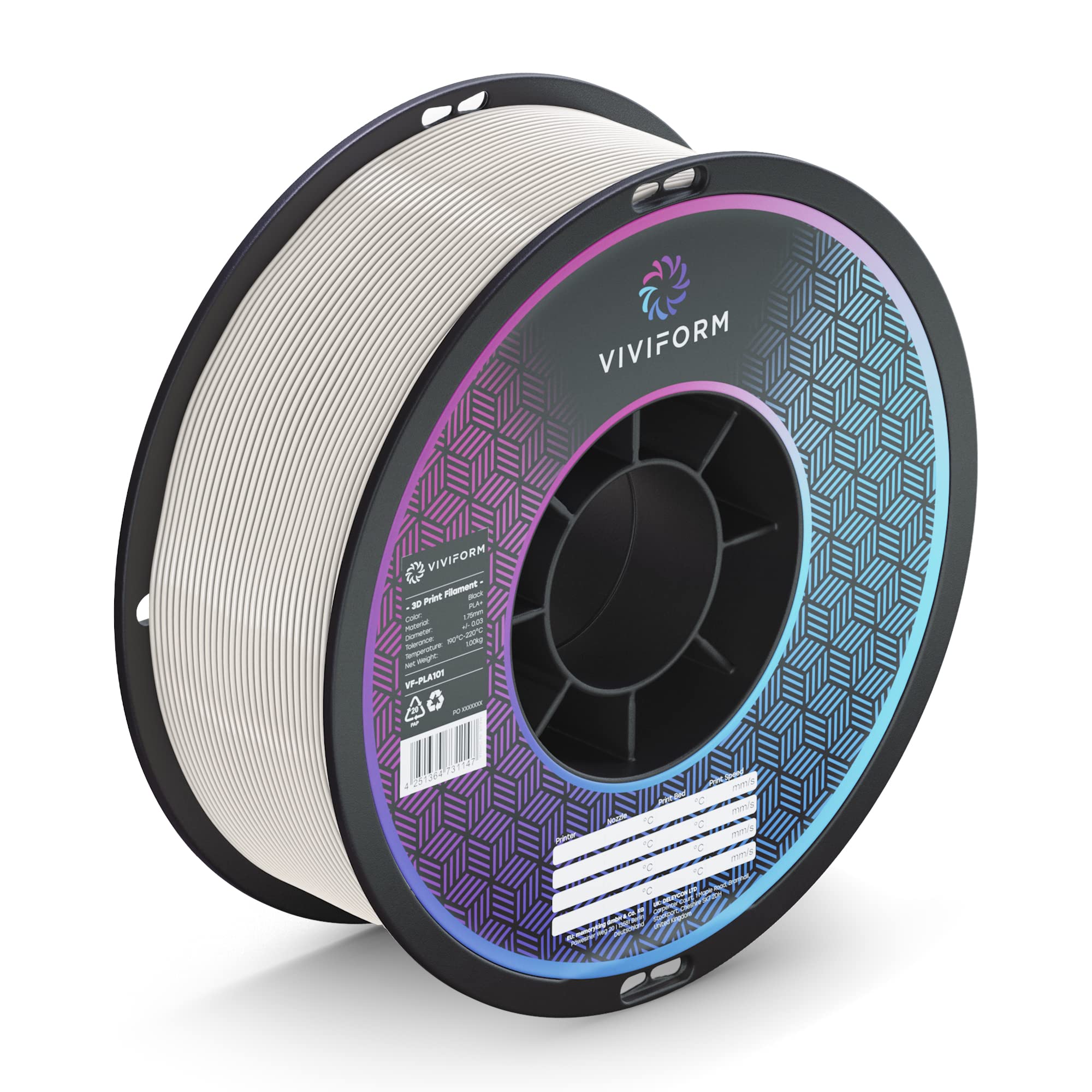 PLA+ filament do drukarki 3D, rolka 1 kg, Ø 1,75 mm +/- 0,03 mm, biały, VF-PLA102