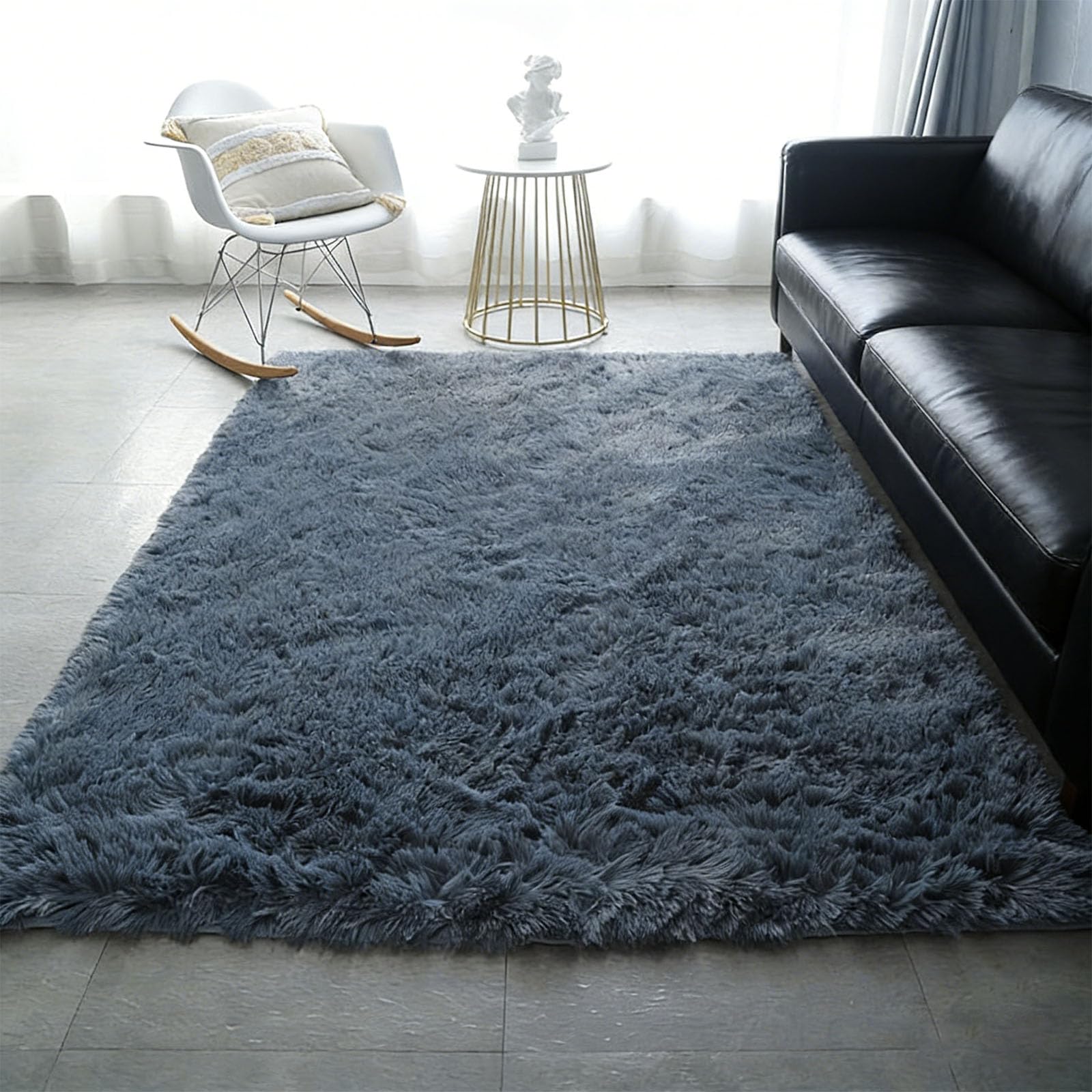 Tapis chambre d'enfant doux et antidérapant gris foncé 190 x 240 cm