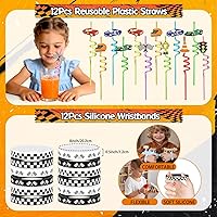 Vista 4 de Juego de 150 recuerdos de fiesta de autos de carreras, suministros de decoración de cumpleaños con temática de autos de carreras, bolsas