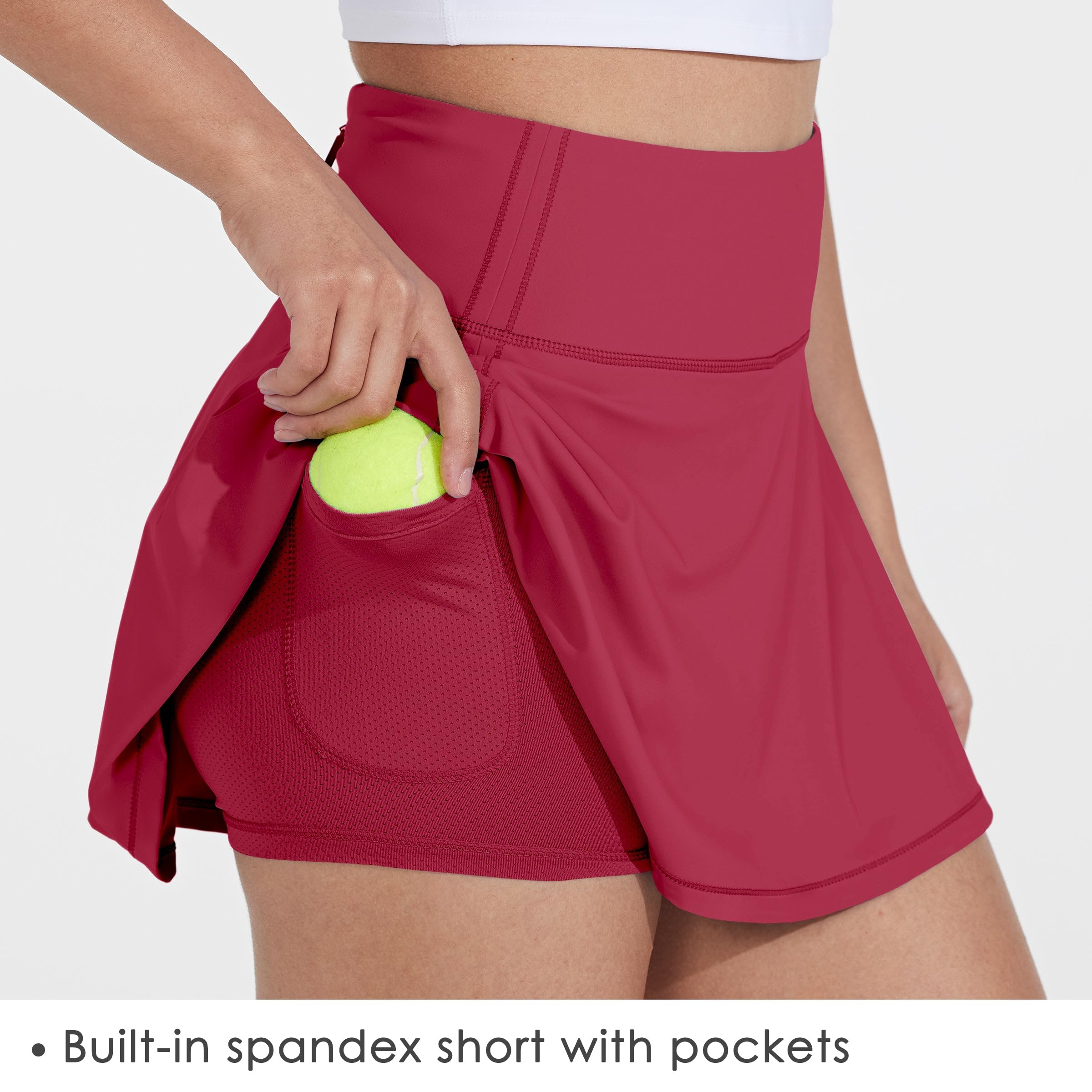Willit Faldas de tenis para mujer, de cintura alta, atléticas, para correr, con bolsillos para pantalones cortos, 13 pulgadas