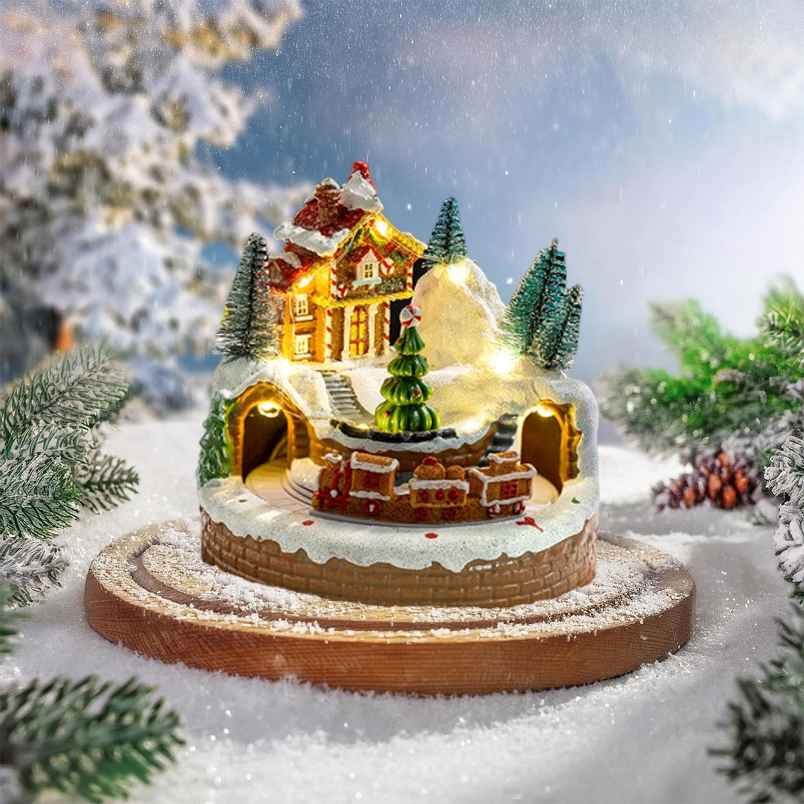 Perfeclan Weihnachts-Spieluhr, Spieluhr mit drehendem Zug, kreative Tischdekoration mit Weihnachts-Spieluhr, ideal für Kinderzimmer, Geburtstag, Advent